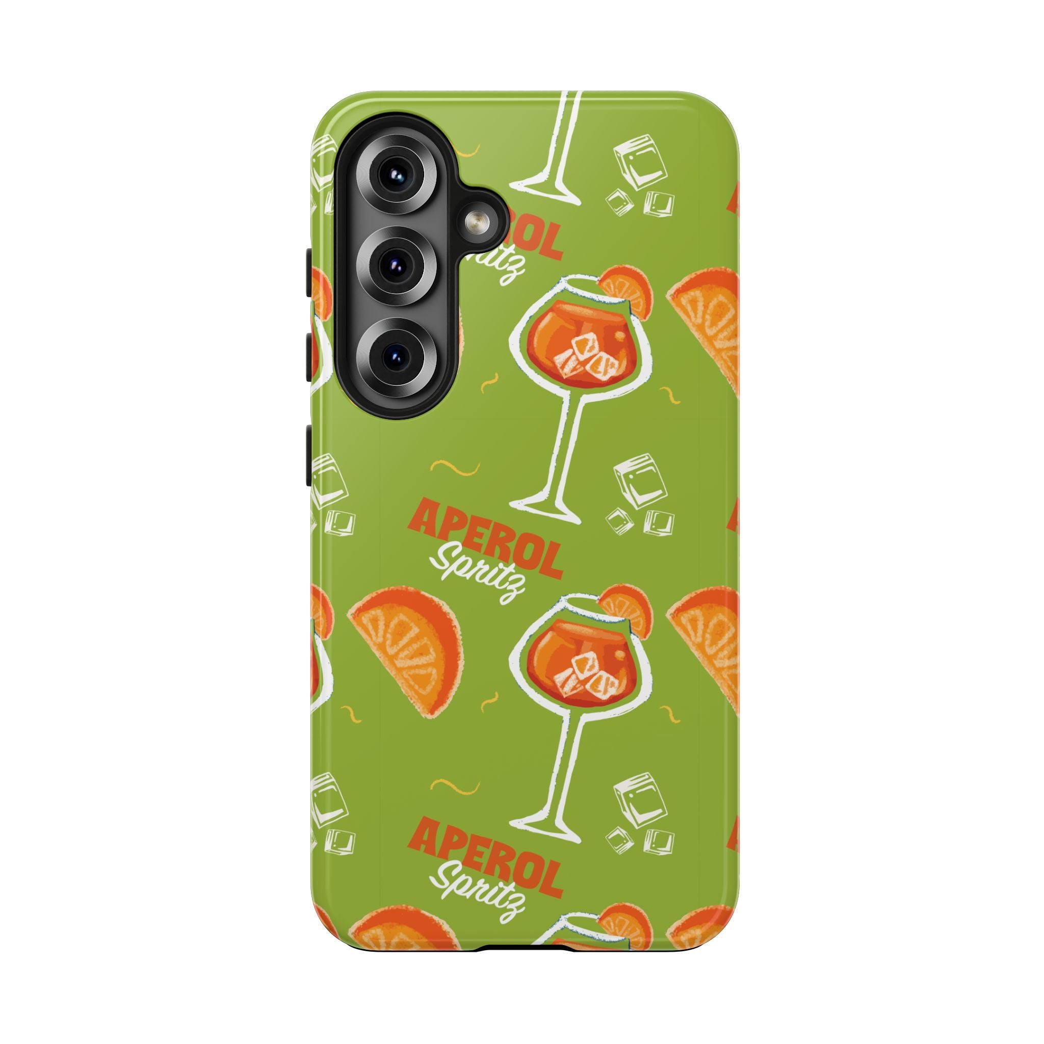 Aperol Spritz Tough Phone Case — Green Cocktail Pattern Phone Cover