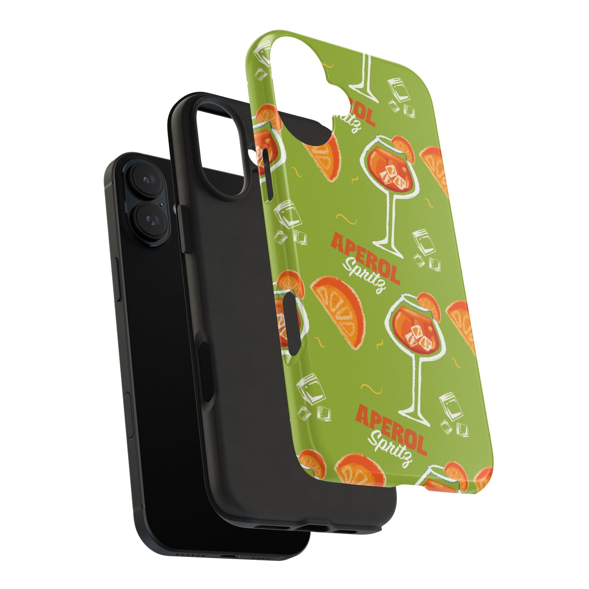Aperol Spritz Tough Phone Case — Green Cocktail Pattern Phone Cover