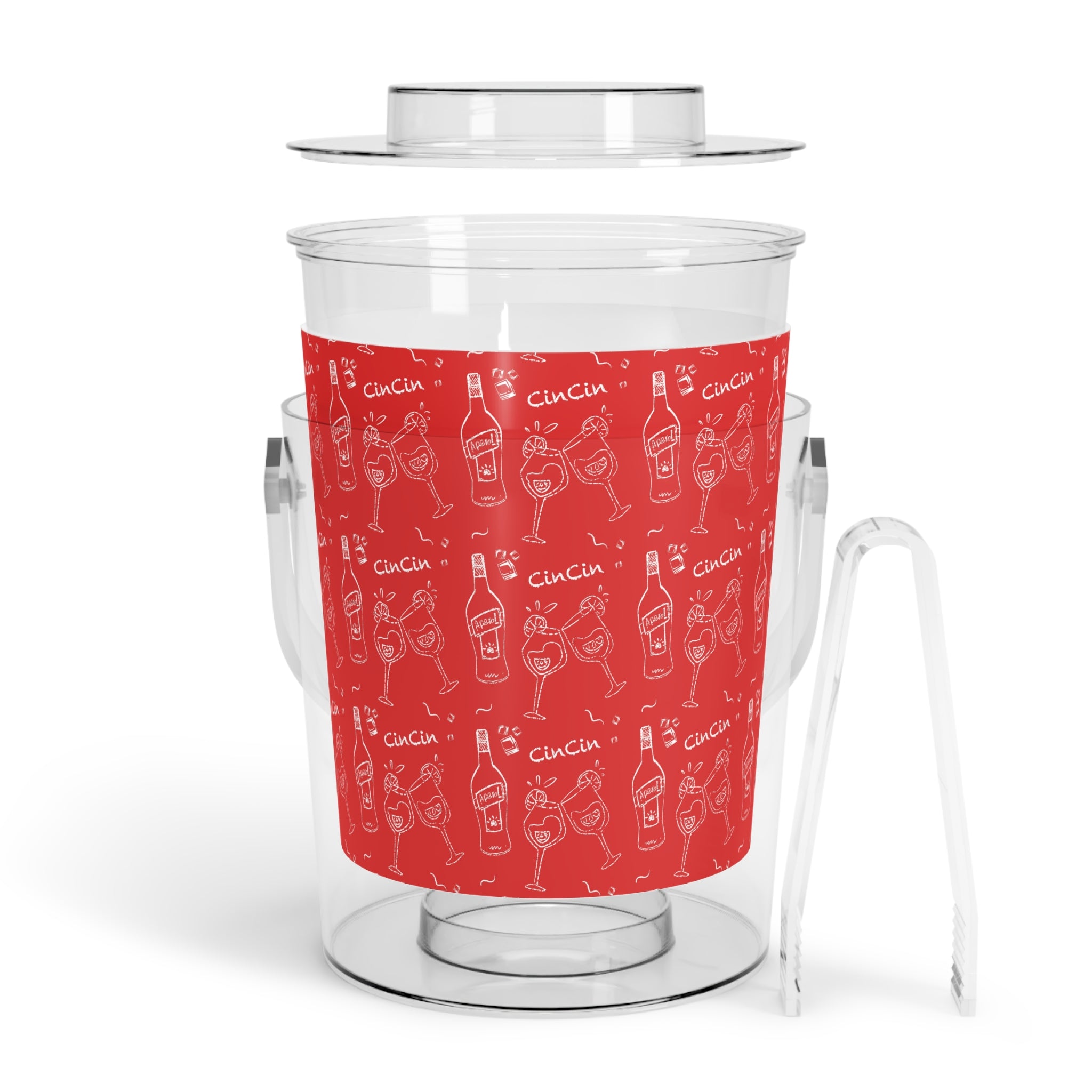 Cin Cin Ice Bucket with Tongs — Red Cin Cin Collection Inspired Design