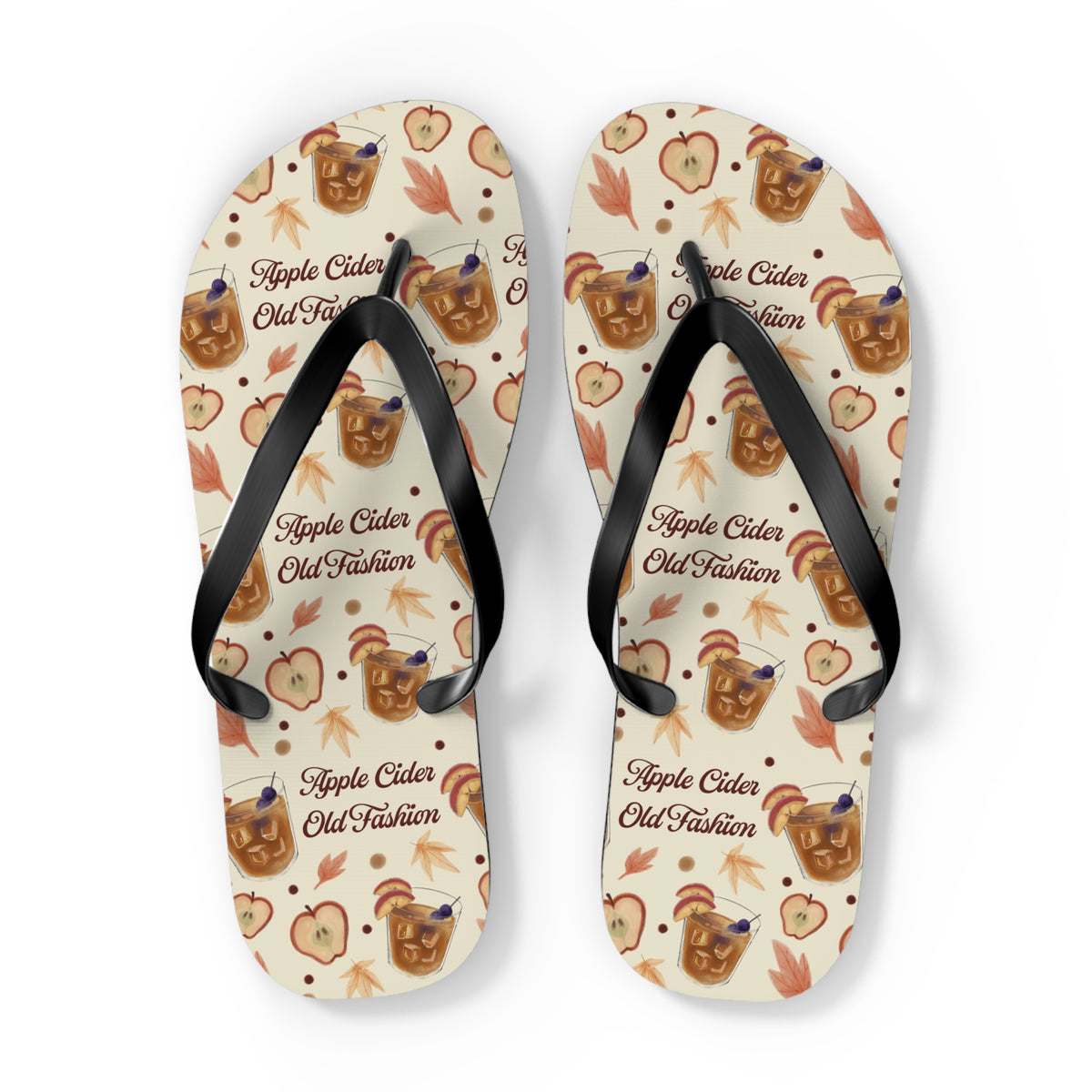 Apple Cider Old Fashioned Flip Flops — Beige Apple Cider Collection Inspired Design