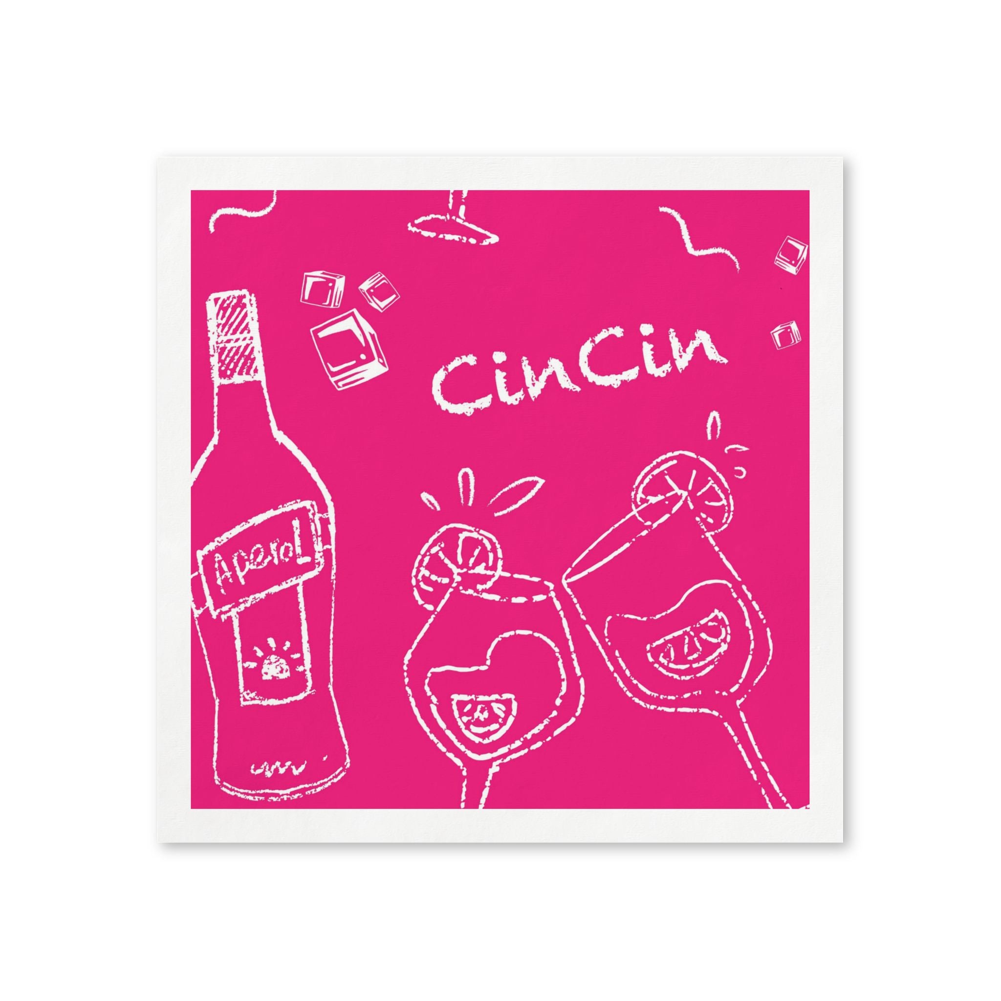 Cin Cin Aperol Cocktail Napkins (Pack of 50) – Pink Paper Napkins, Cocktail Party Decor, Beverage Napkins, Hostess Gift