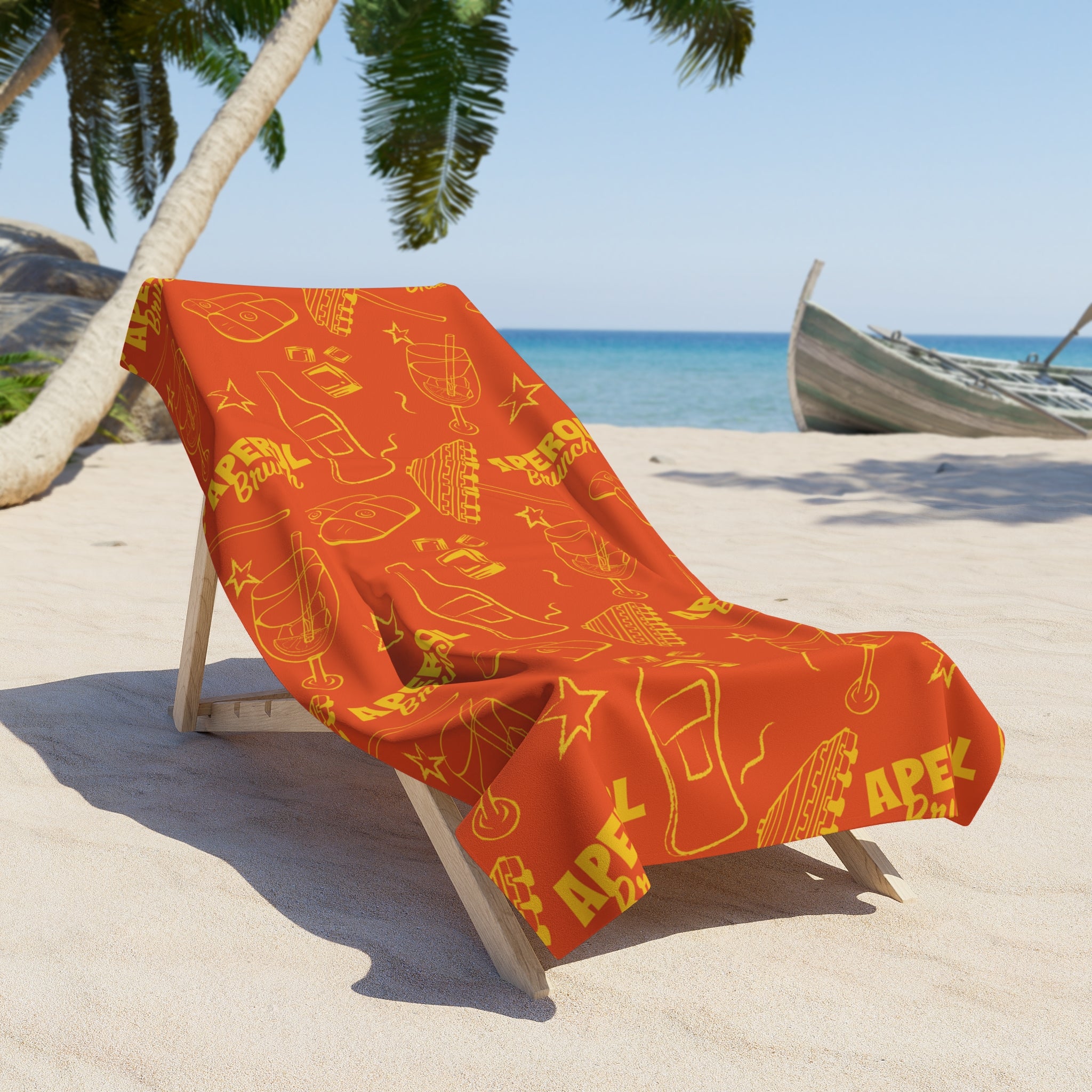 Aperol Brunch Beach Towel – Orange & Yellow Aperol Inspired Design