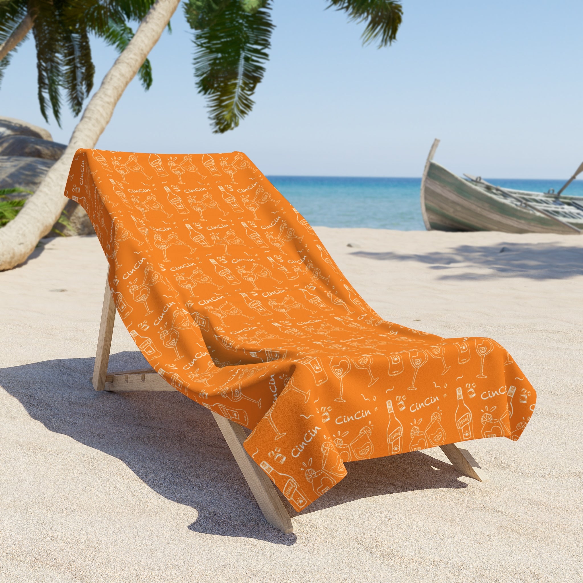 Cin Cin Spritz Beach Towel – Orange Citrus Cocktail Pattern