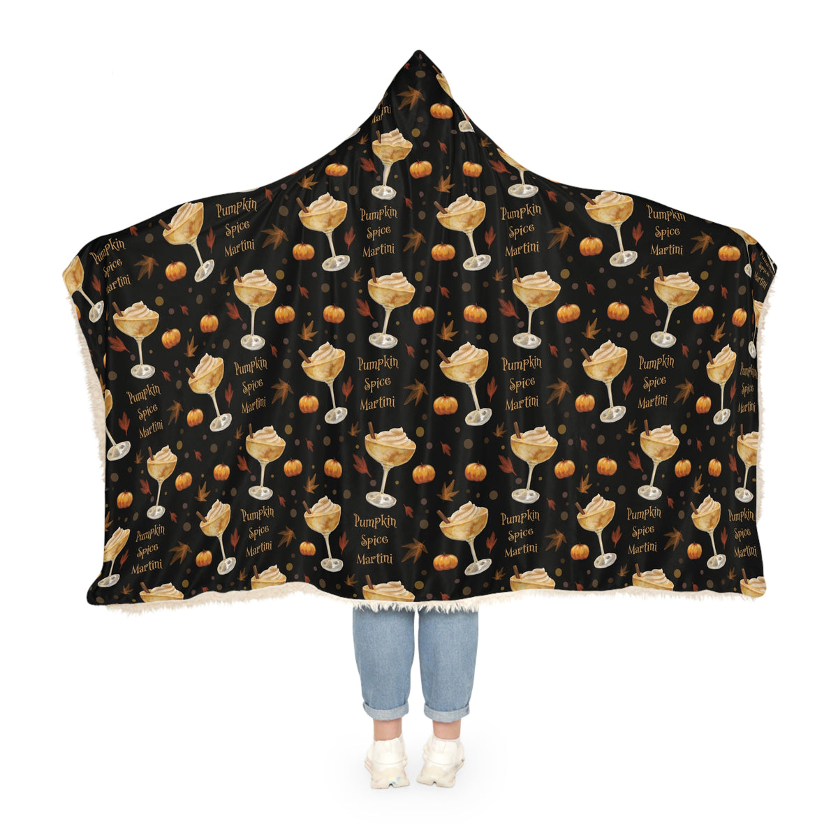 Pumpkin Spice Martini Hooded Throw Blanket — Black Pumpkin Collection Inspired Design