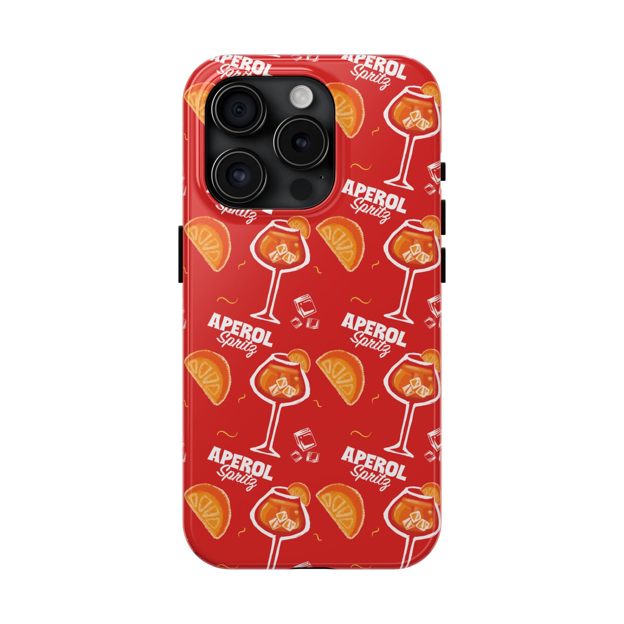 Aperol Spritz Tough Phone Case — Red Cocktail Pattern Protective Cover