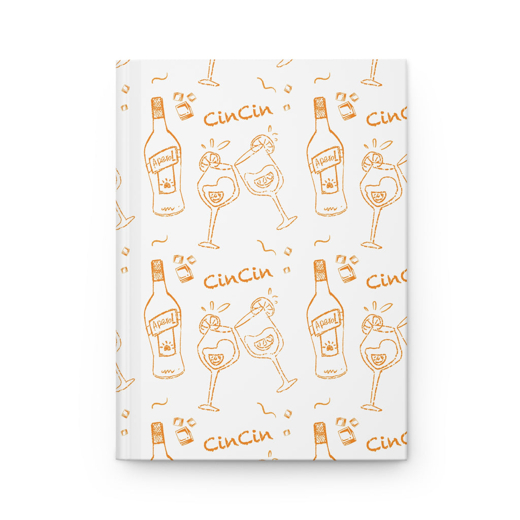 Cin Cin Cocktail Hardcover Journal — White and Orange Aperol Inspired Design