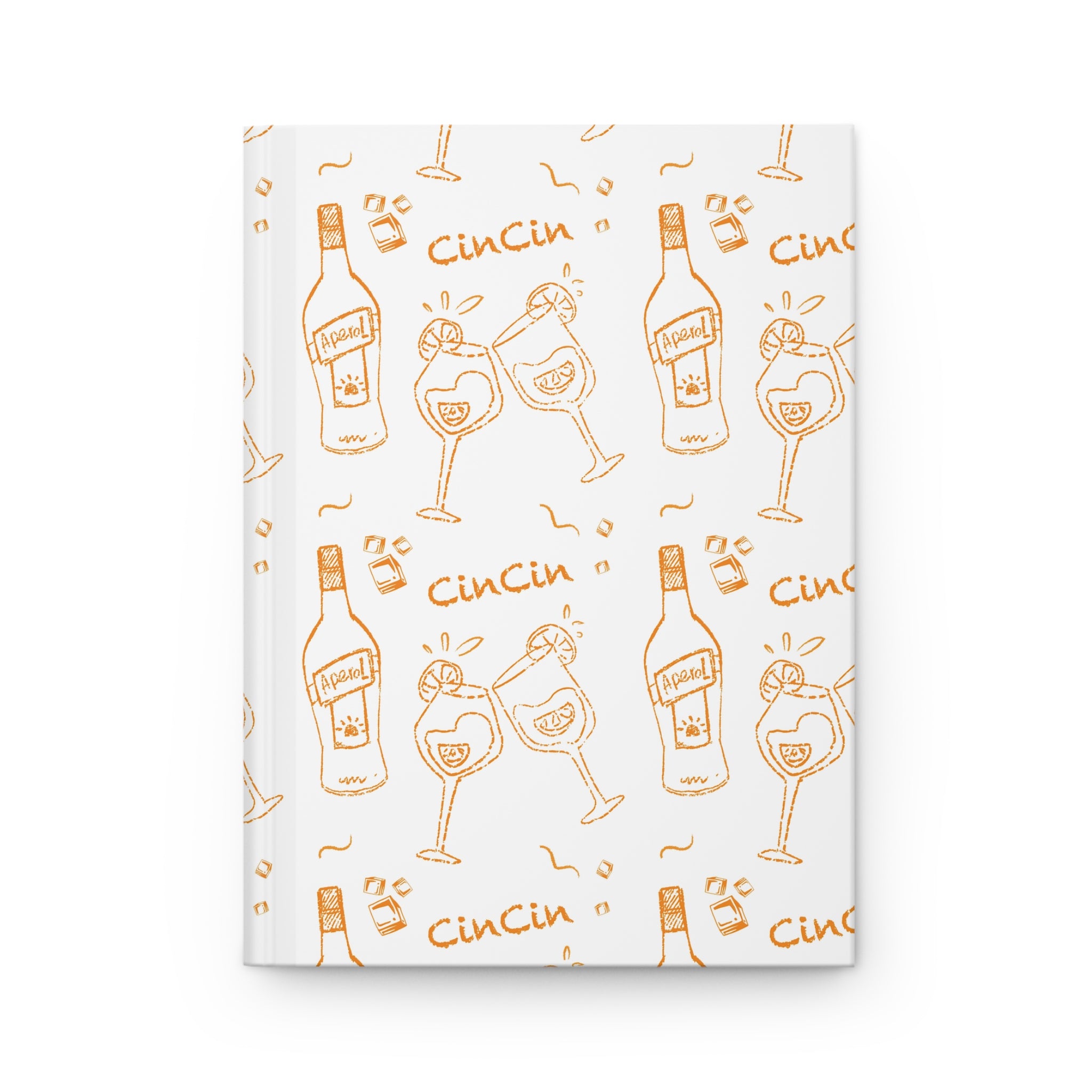 Cin Cin Cocktail Hardcover Journal — White and Orange Aperol Inspired Design