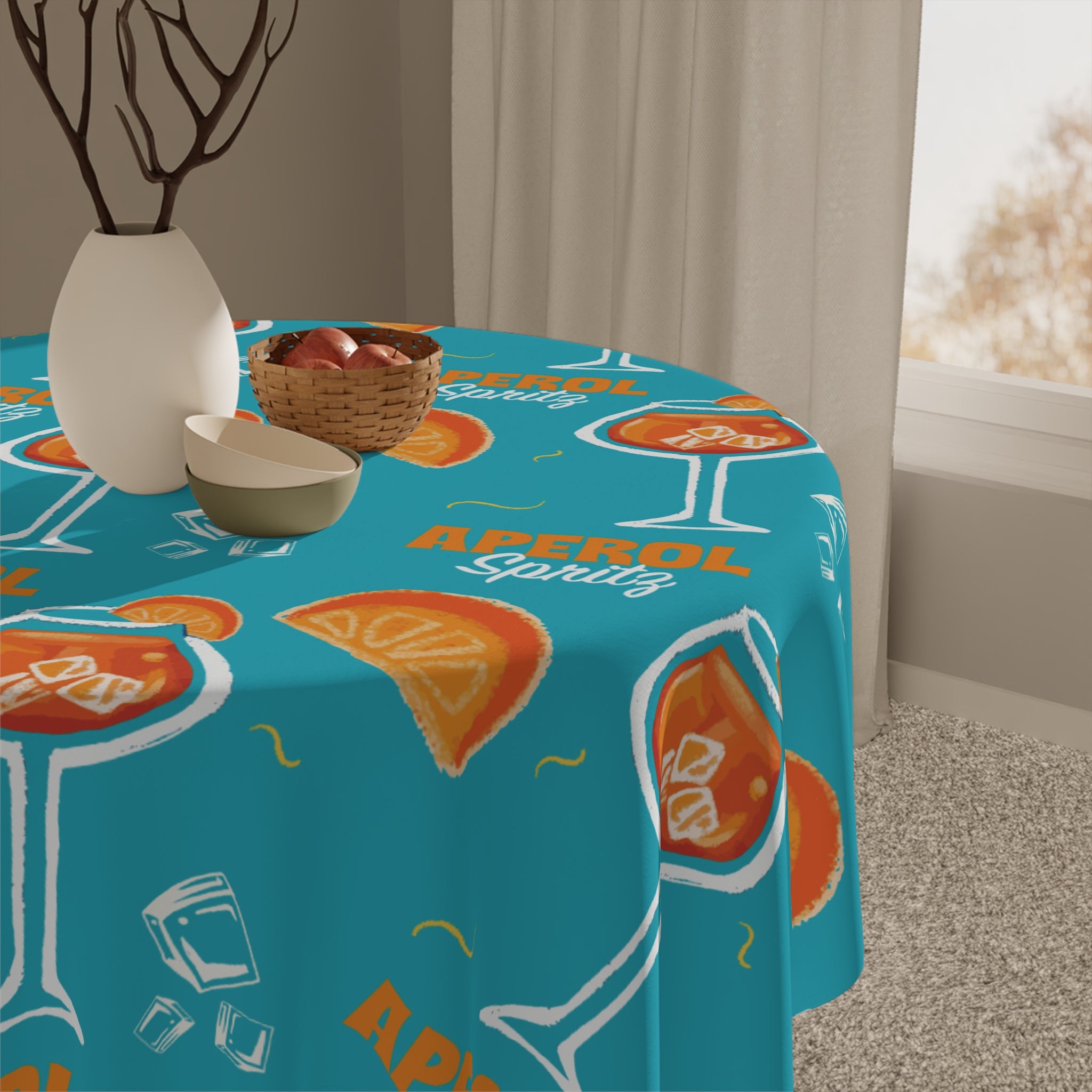 Aperol Spritz Tablecloth — Turquoise Spritz Collection Inspired Design