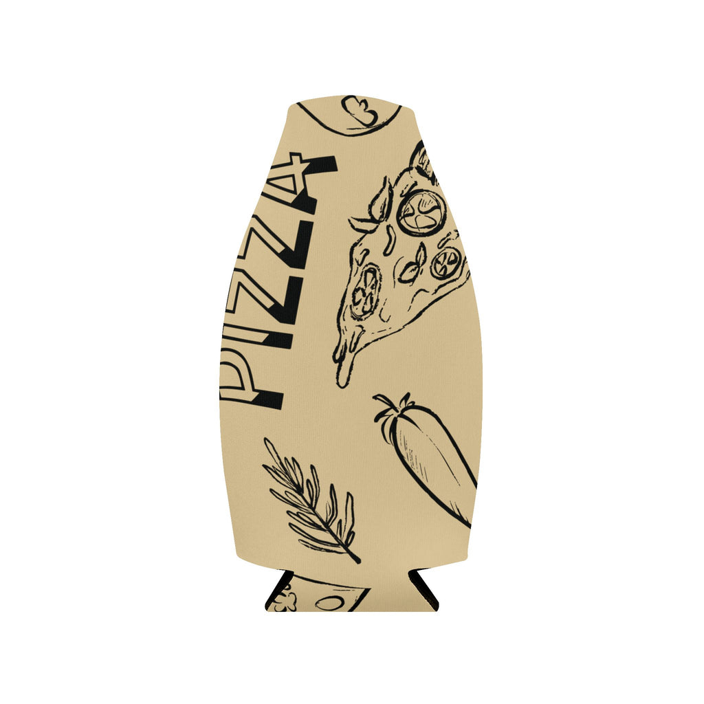 Pizza Pattern Zip-Up Bottle Cooler Sleeve - Italian Vibes Koozie