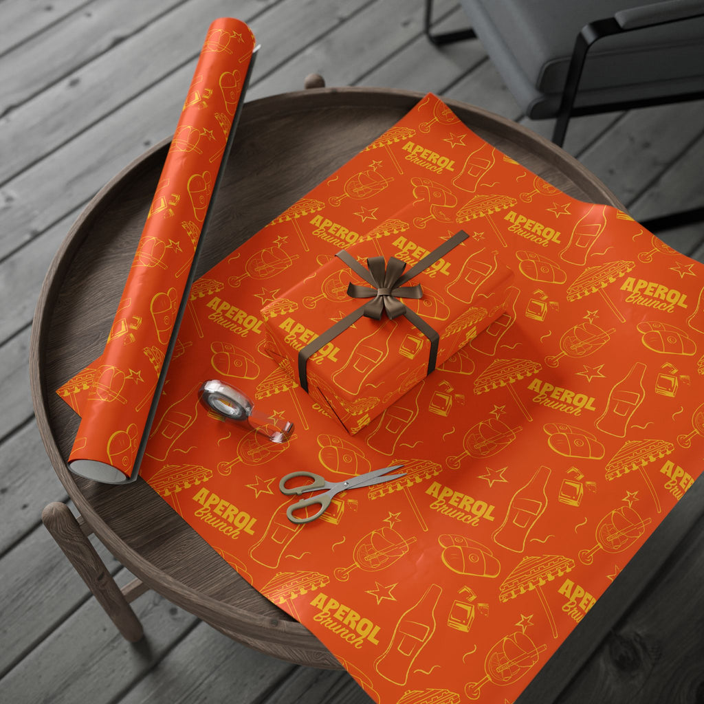 Aperol Brunch Peel Wrapping Paper Roll — Orange and Yellow Brunch Collection Inspired Design
