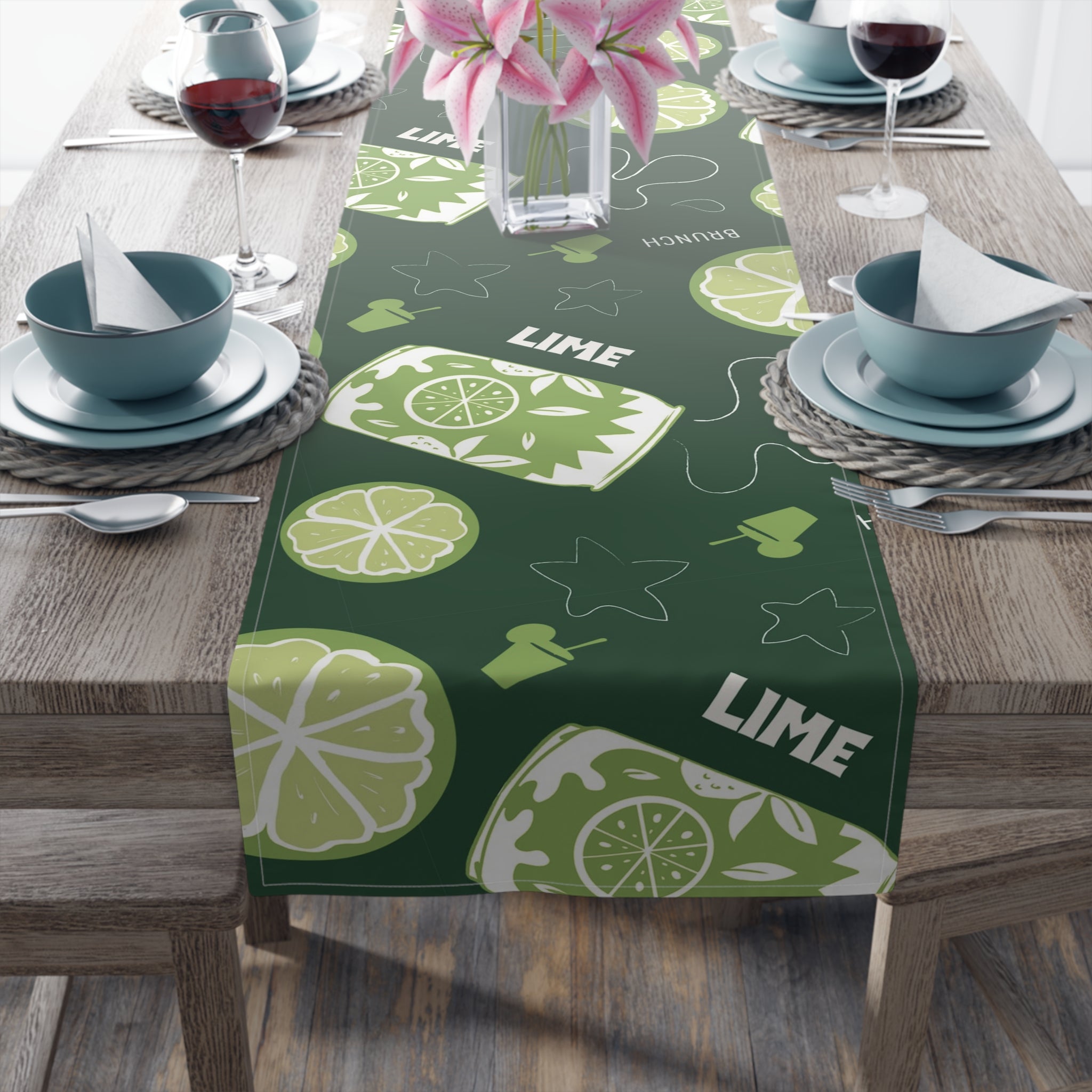 Lime Brunch Table Runner – Citrus Summer Table Decor
