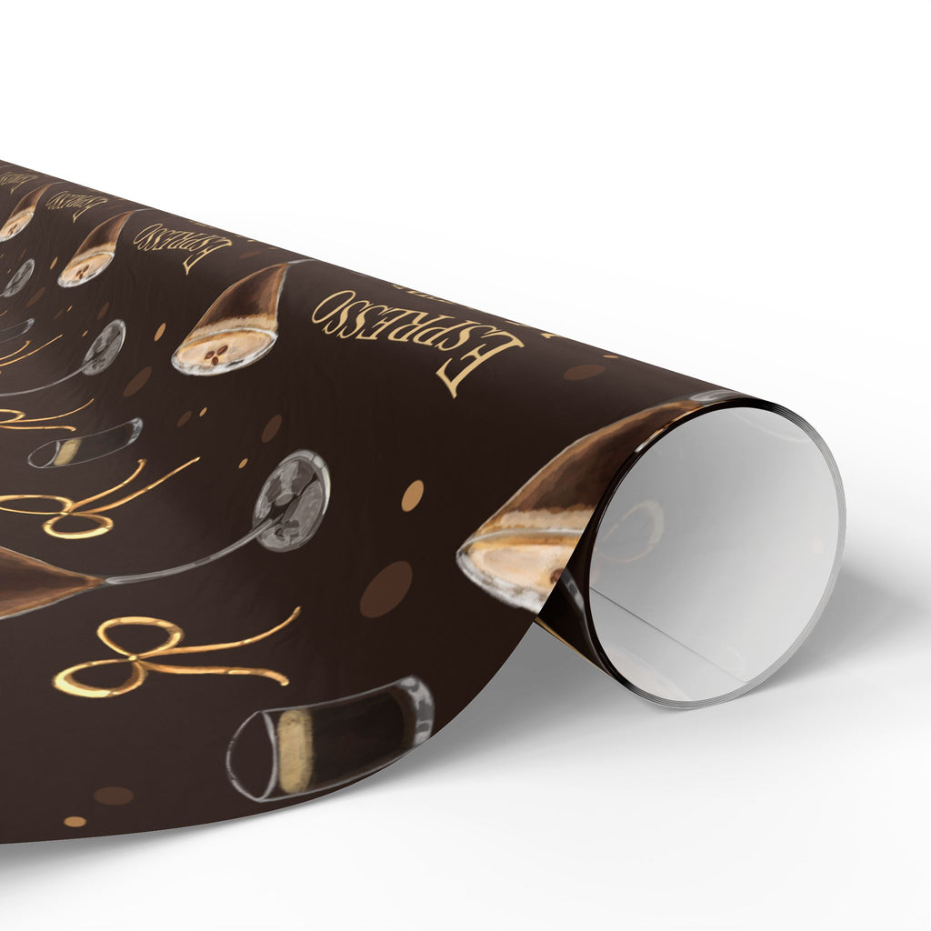 Espresso Martini Wrapping Paper Roll — Dark Brown Espresso Collection Inspired Design