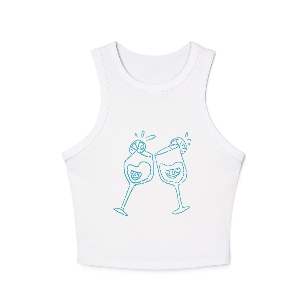Drinks Cheers Racer Tank Top — Turquoise Aperol Inspired Design