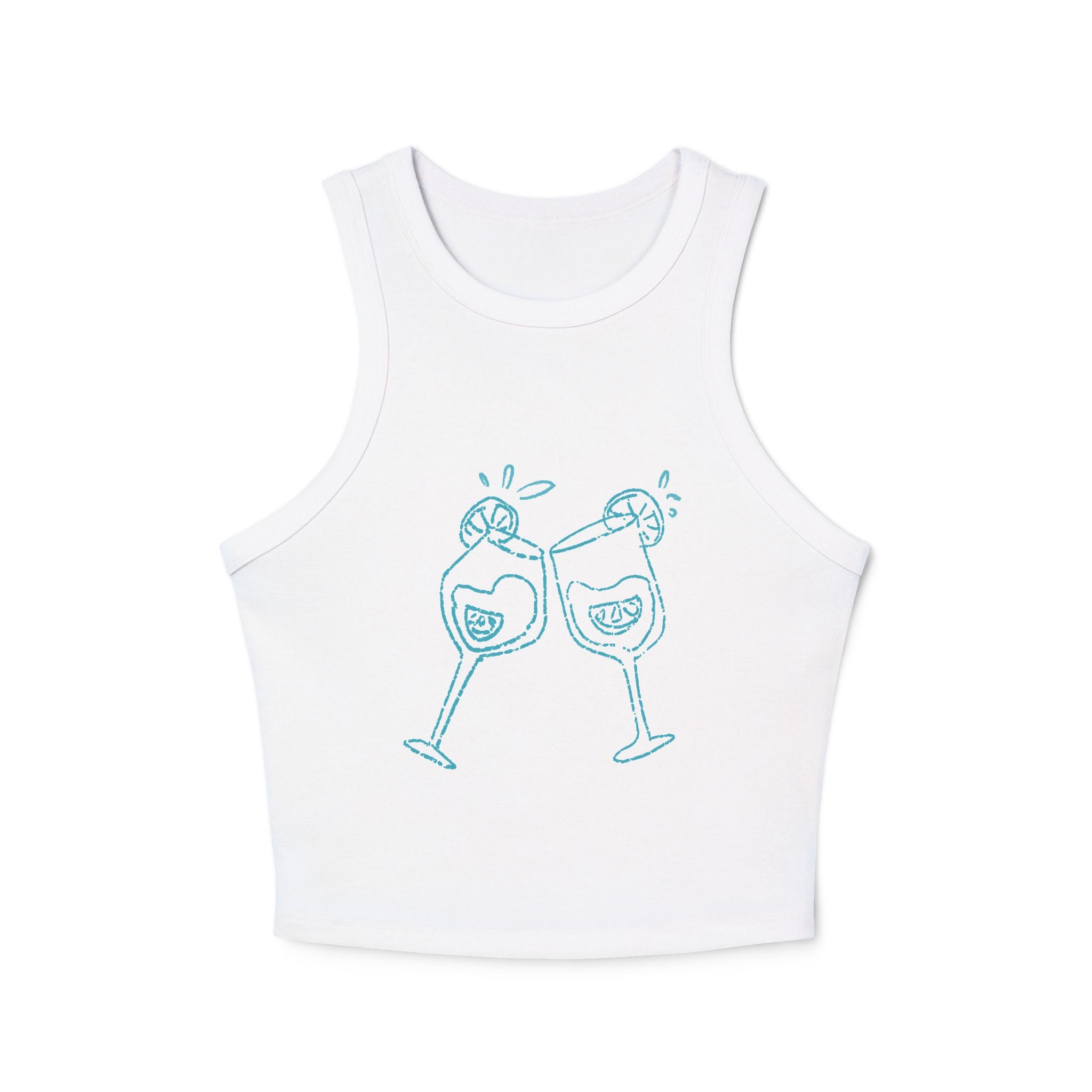 Drinks Cheers Racer Tank Top — Turquoise Aperol Inspired Design