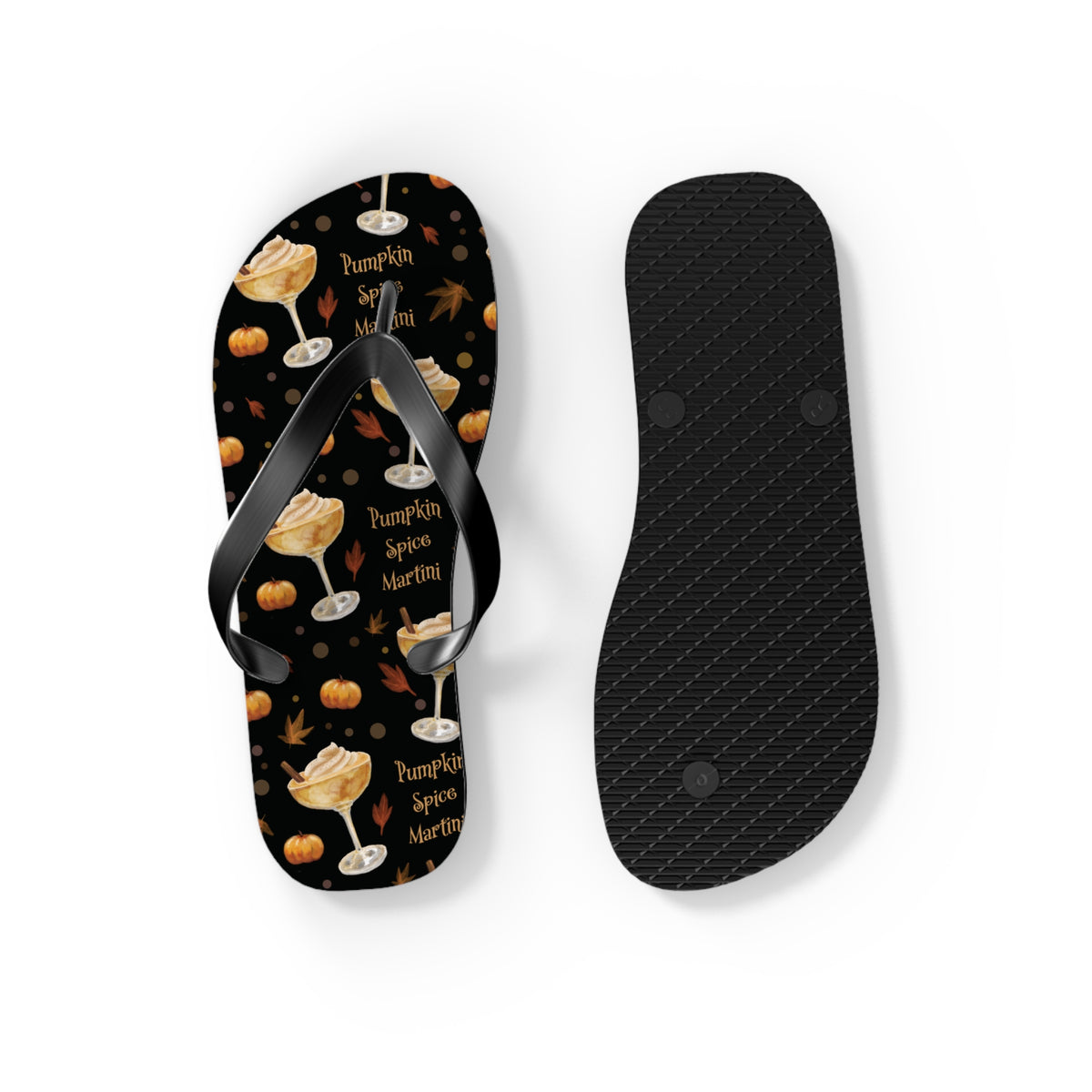 Pumpkin Spice Martini Flip Flops — Black Pumpkin Collection Inspired Design