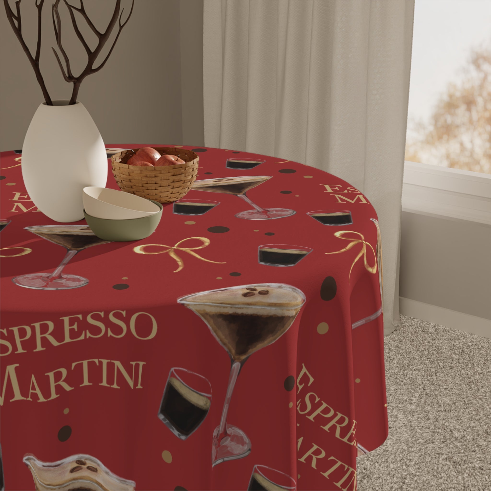 Espresso Martini Tablecloth – Red Espresso Collection Inspired Design