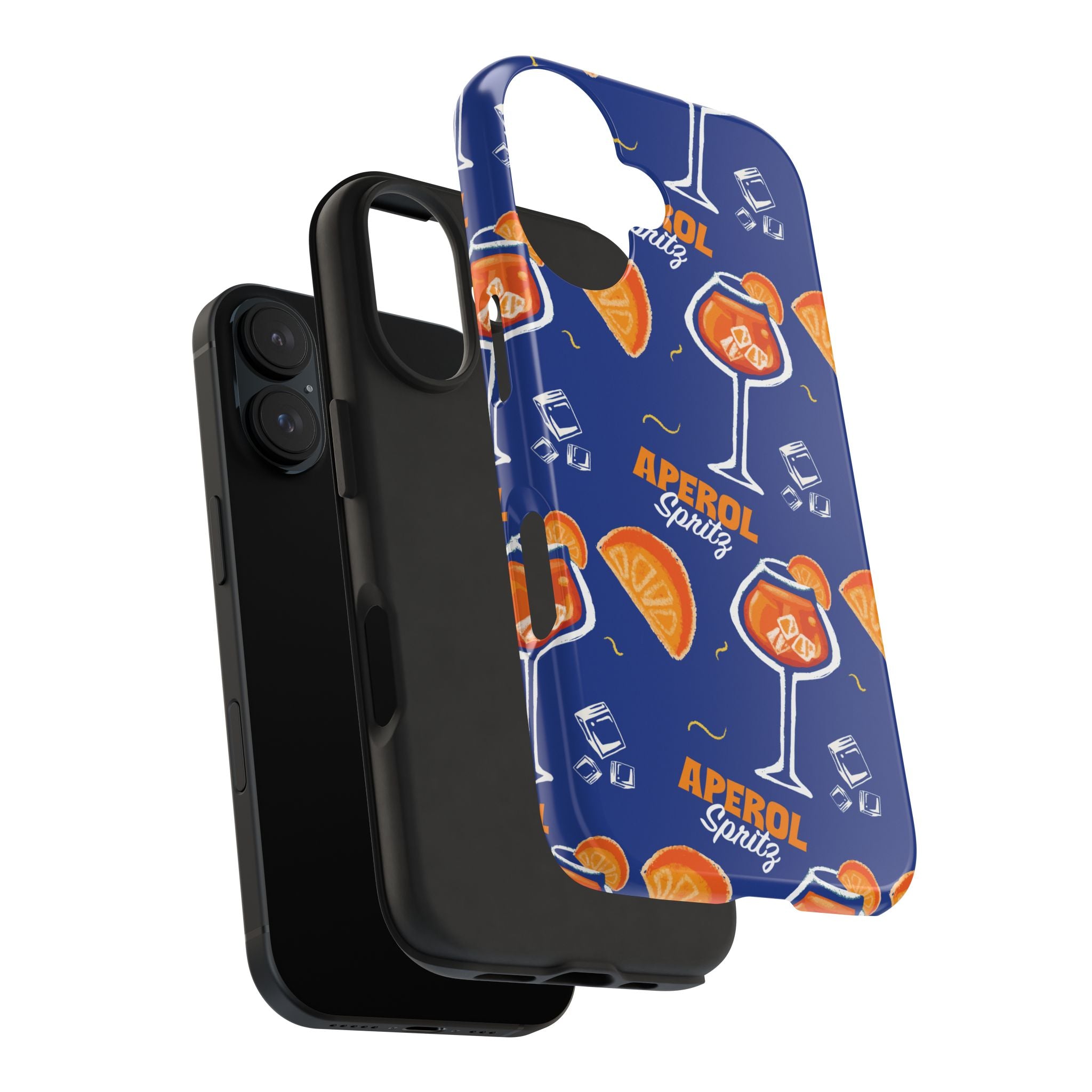Aperol Spritz Tough Phone Case — Blue Cocktail Pattern Protective Cover