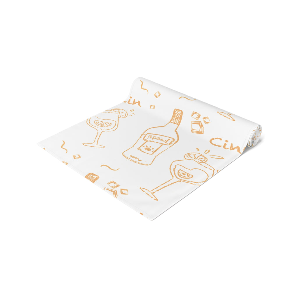 Cin Cin Spritz Table Runner — White Citrus Cocktail Pattern