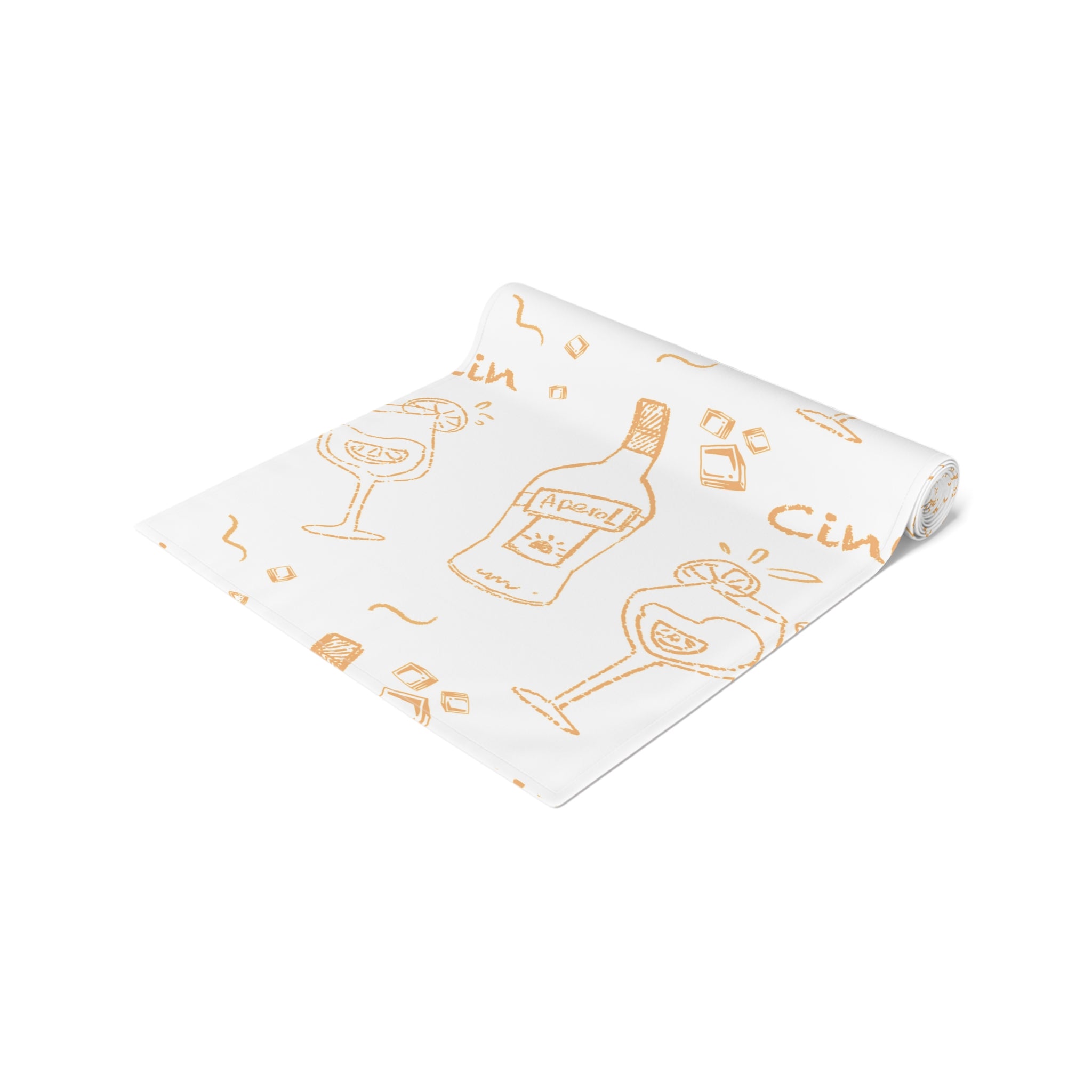 Cin Cin Spritz Table Runner — White Citrus Cocktail Pattern