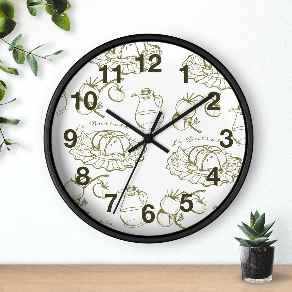 10" Italian Kitchen Wall Clock - Burrata & Olive Oil Design