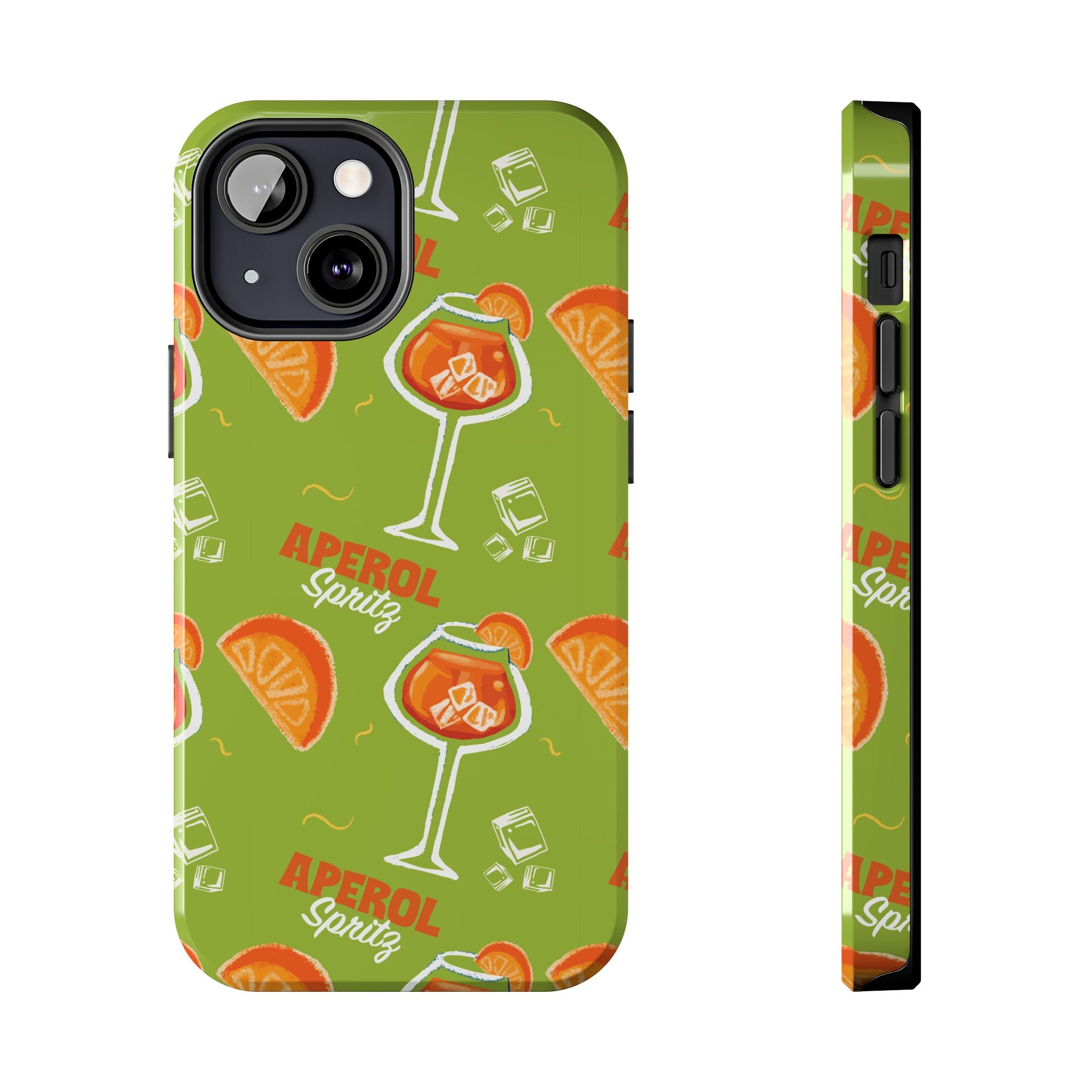 Aperol Spritz Tough Phone Case — Green Cocktail Pattern Phone Cover
