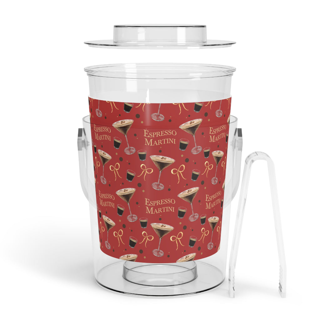 Espresso Martini Ice Bucket with Tongs — Red Espresso Collection Inspired Design