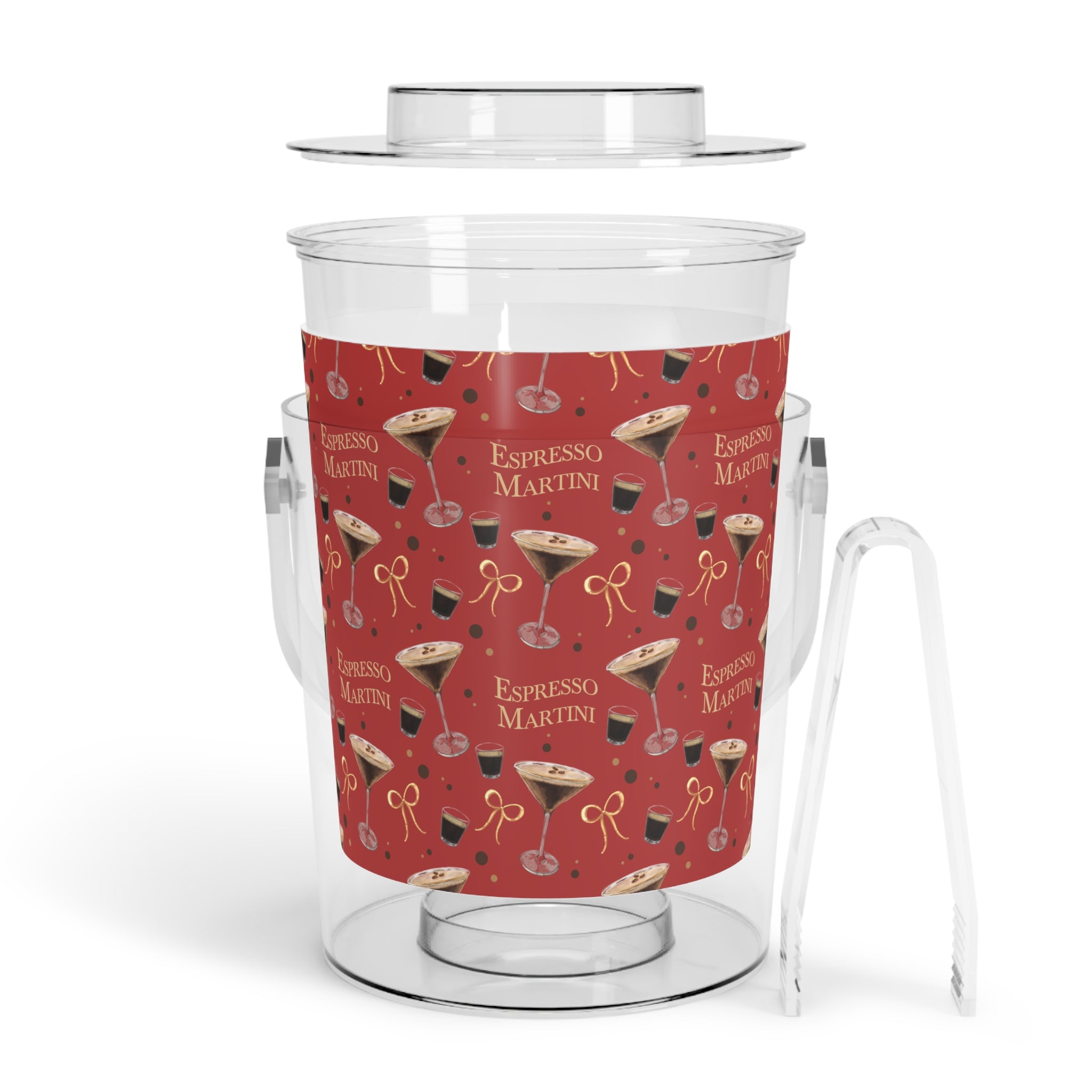 Espresso Martini Ice Bucket with Tongs — Red Espresso Collection Inspired Design