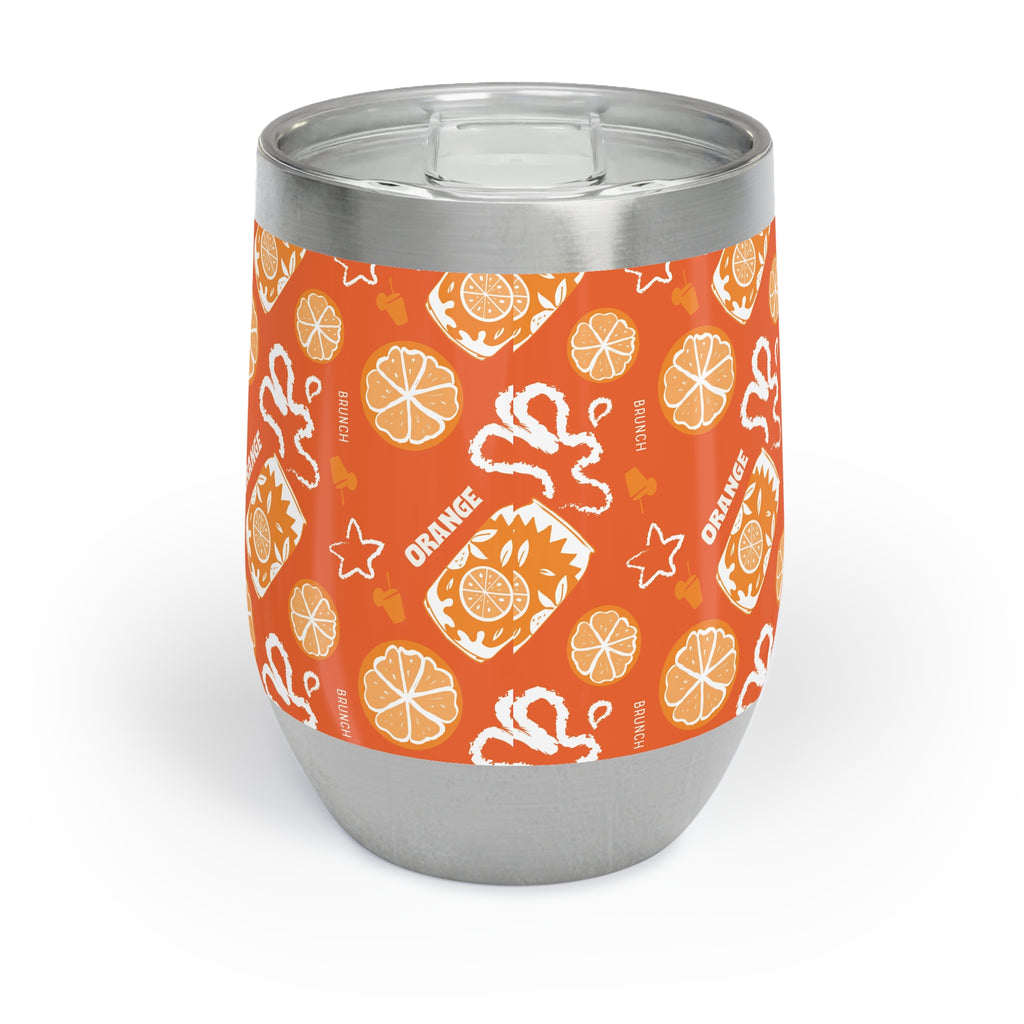 Orange Fruit Pattern Wine Tumbler — Orange Aperol Inspired Design