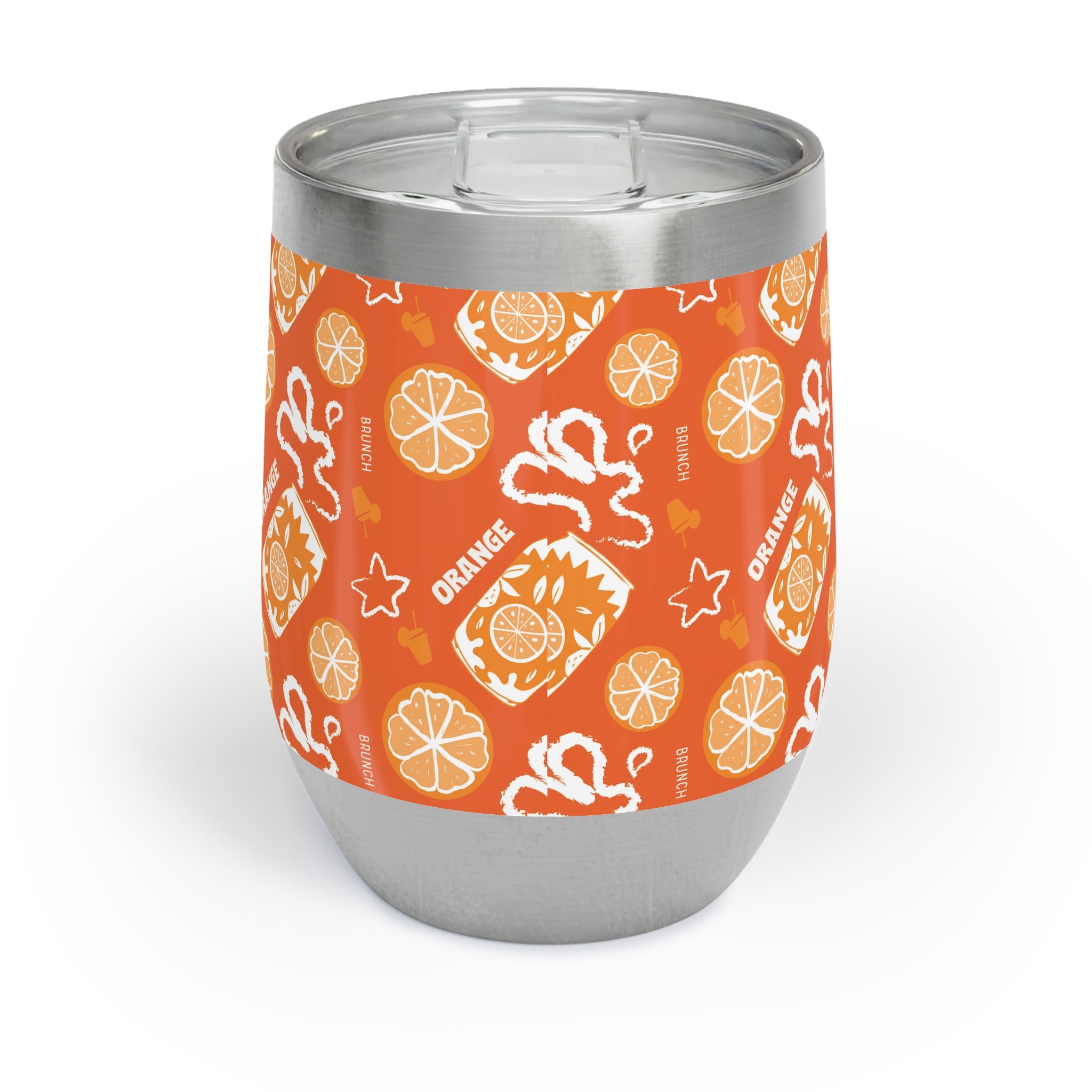 Orange Fruit Pattern Wine Tumbler — Orange Aperol Inspired Design