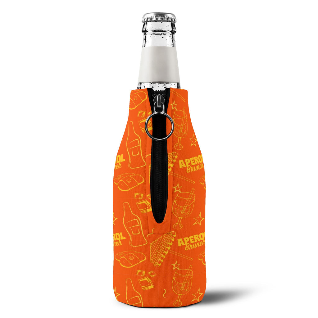 Aperol Brunch Zip-Up Bottle Cooler Sleeve - Orange and Yellow Brunch Collection Inspired Design