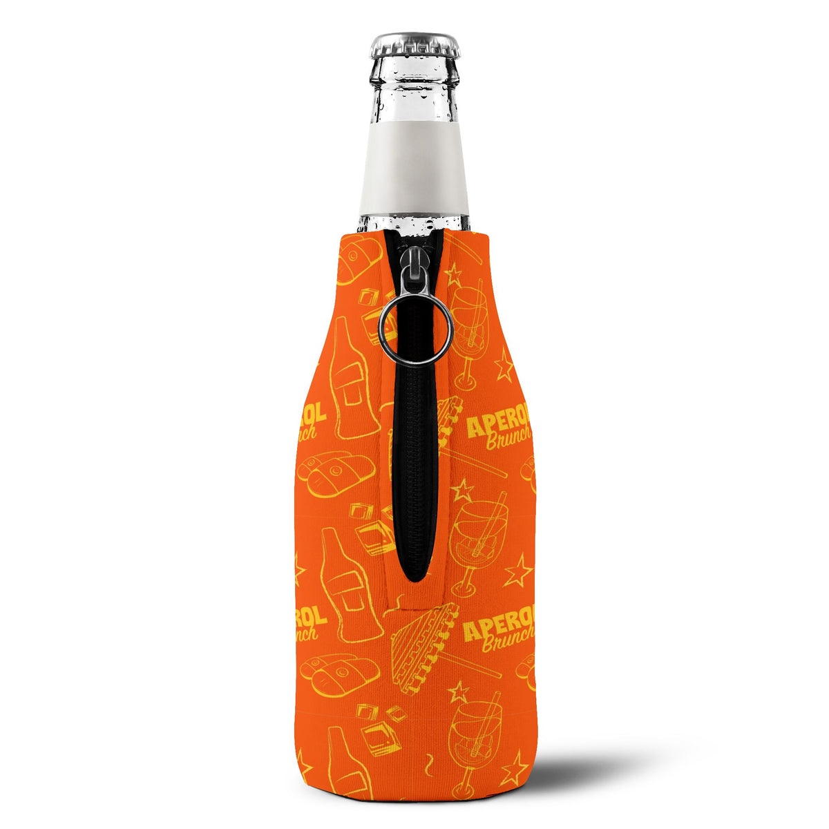 Aperol Brunch Zip-Up Bottle Cooler Sleeve - Orange and Yellow Brunch Collection Inspired Design