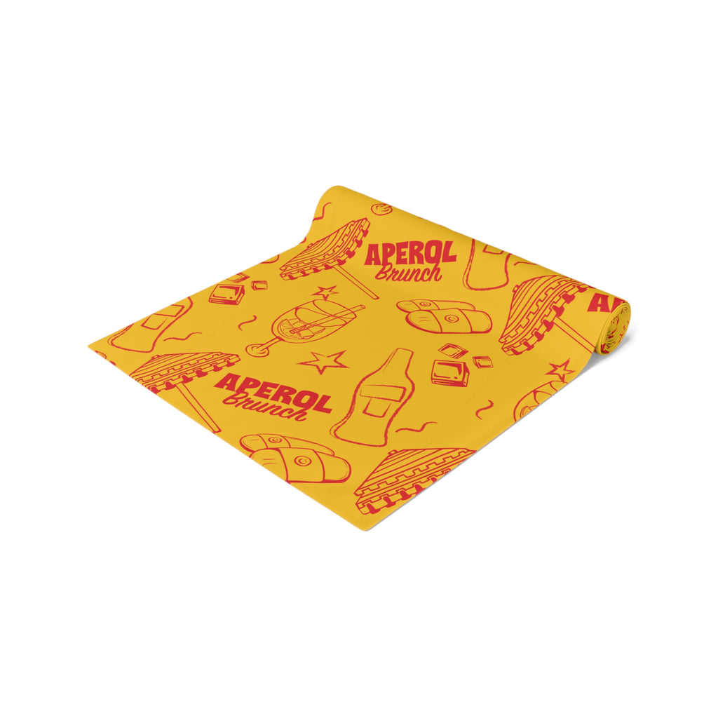 Aperol Brunch Table Runner — Yellow Citrus Summer Decor