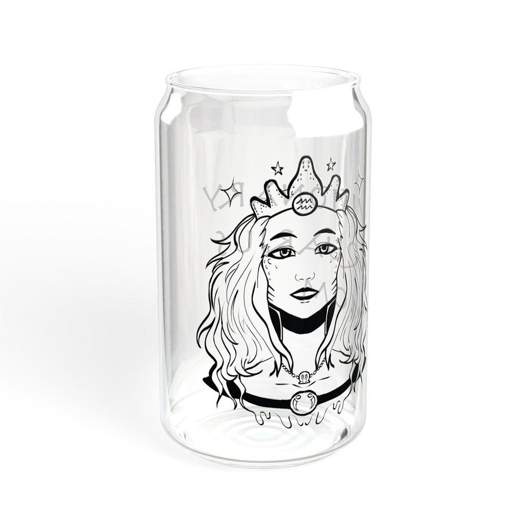 Aquarius Mom Gift – Zodiac 16oz Glass Cup for Mom | Astrology Sipper Glass