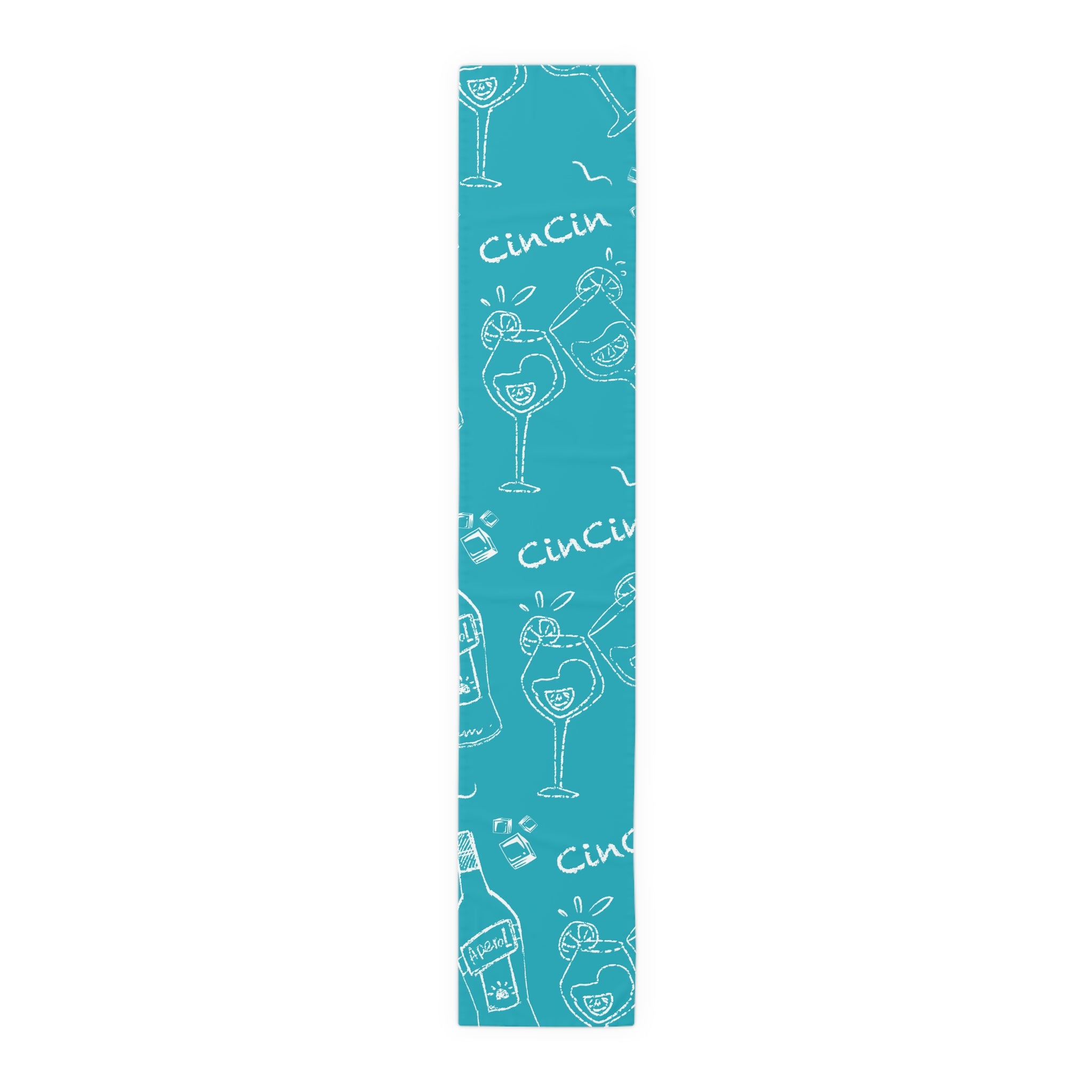 Cin Cin Spritz Table Runner — Turquoise Aperol Inspired Design