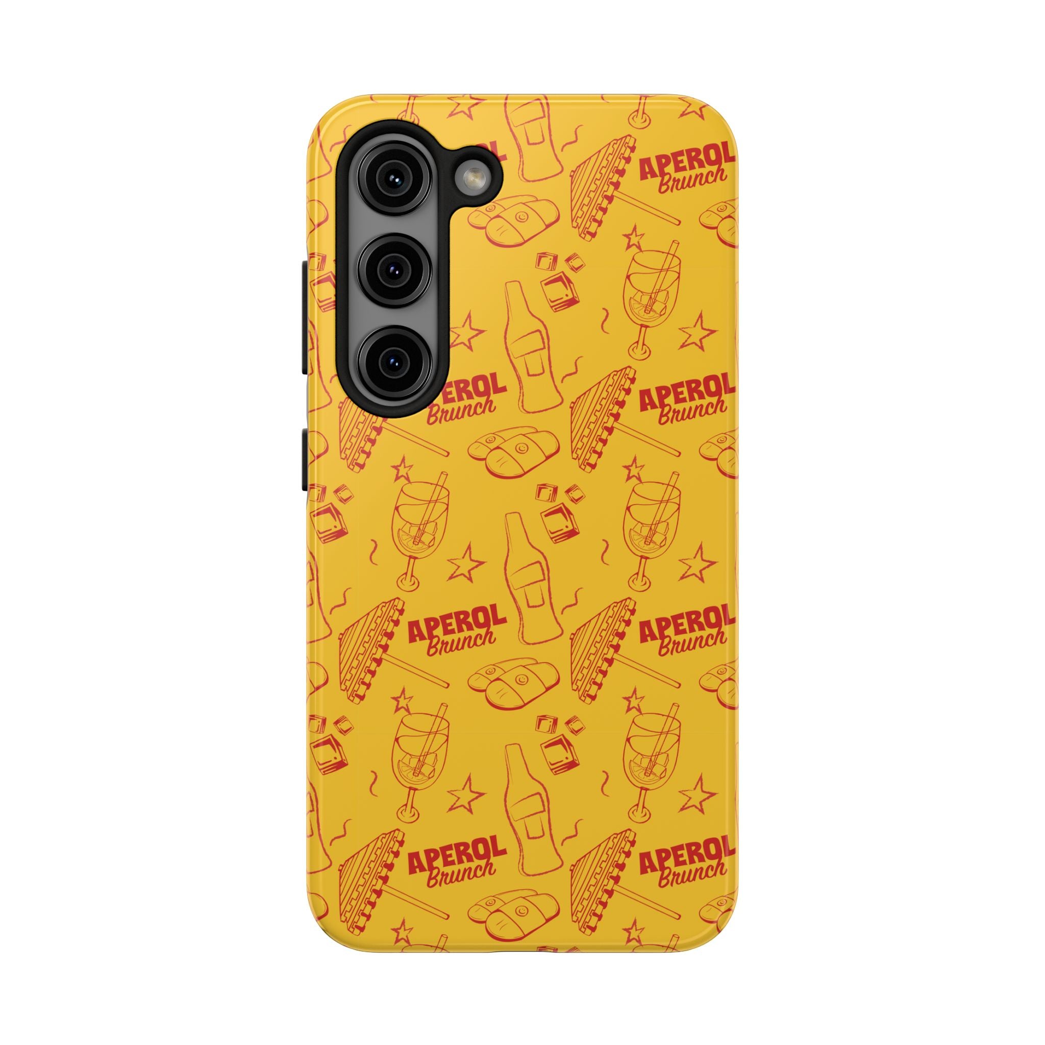 Aperol Brunch Tough Phone Case — Yellow Cocktail Patterned Protective Cover