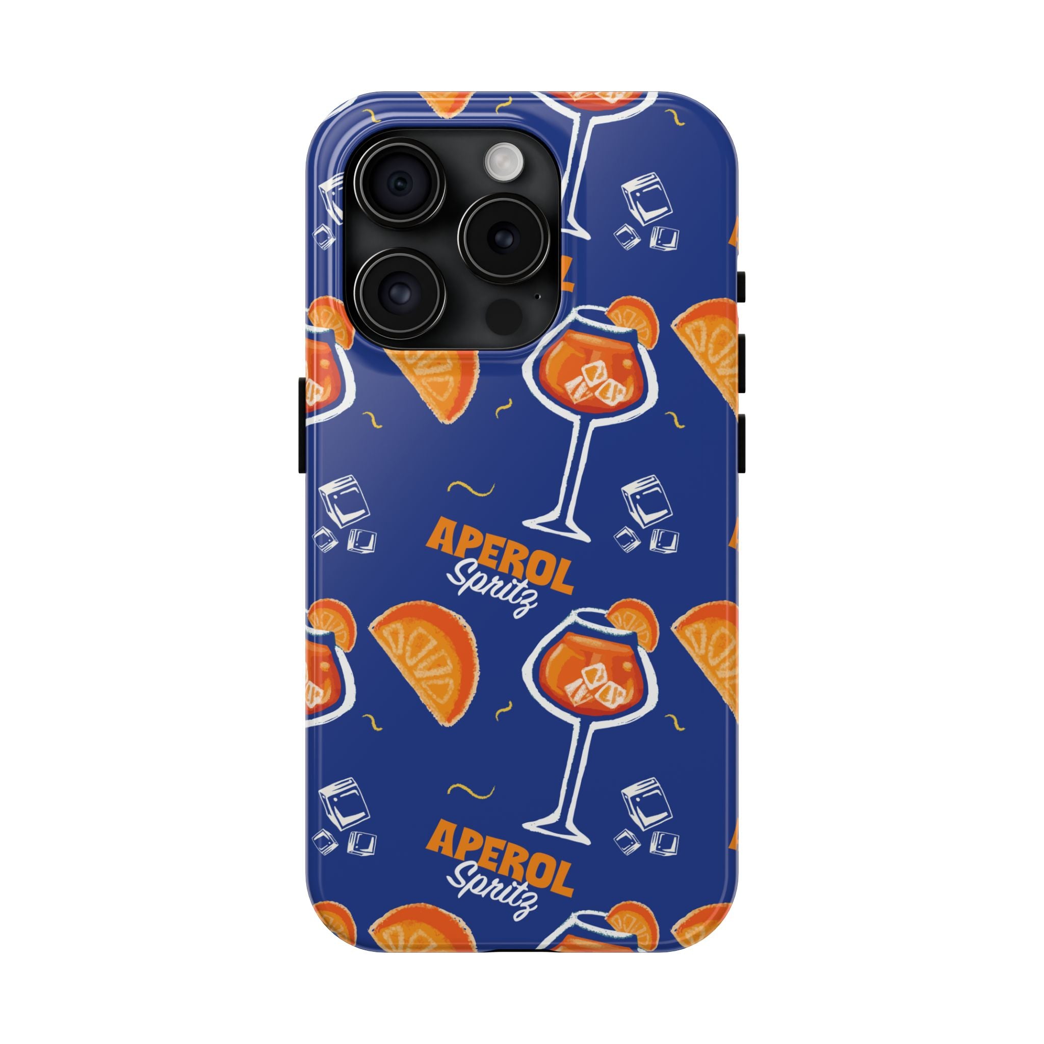 Aperol Spritz Tough Phone Case — Blue Cocktail Pattern Protective Cover