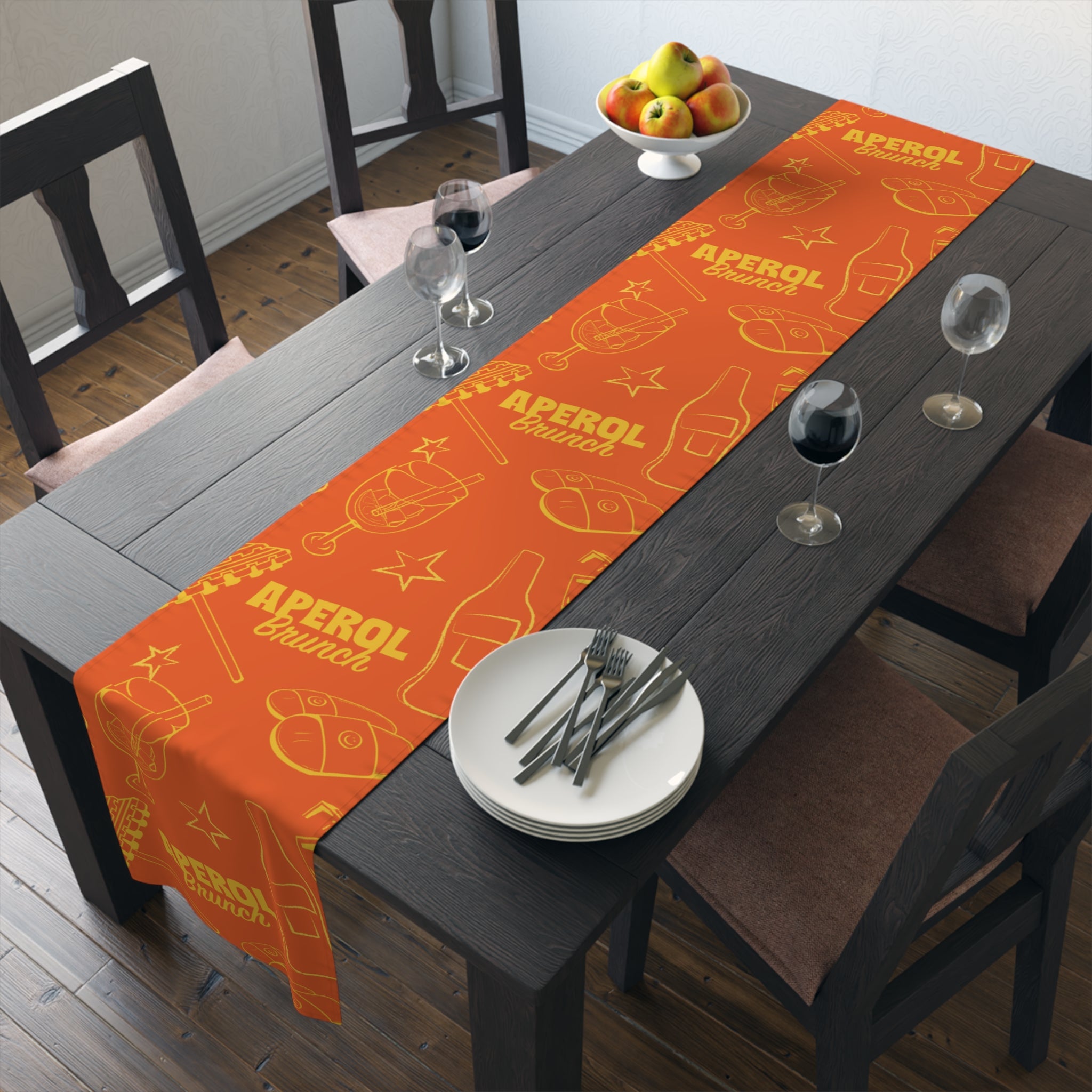 Aperol Brunch Table Runner - Orange and Yellow Brunch Inspired Design