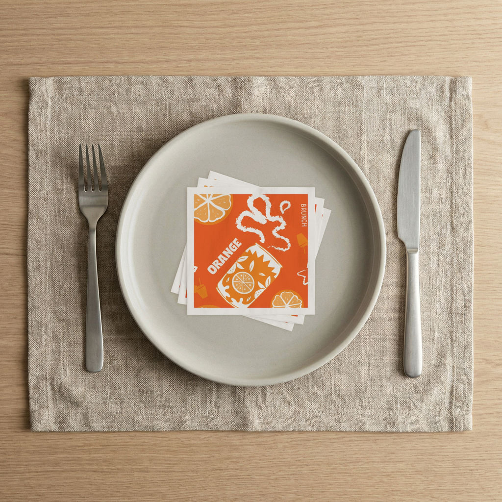 Orange Fruit Brunch Cocktail Napkins – Orange Aperol Napkins