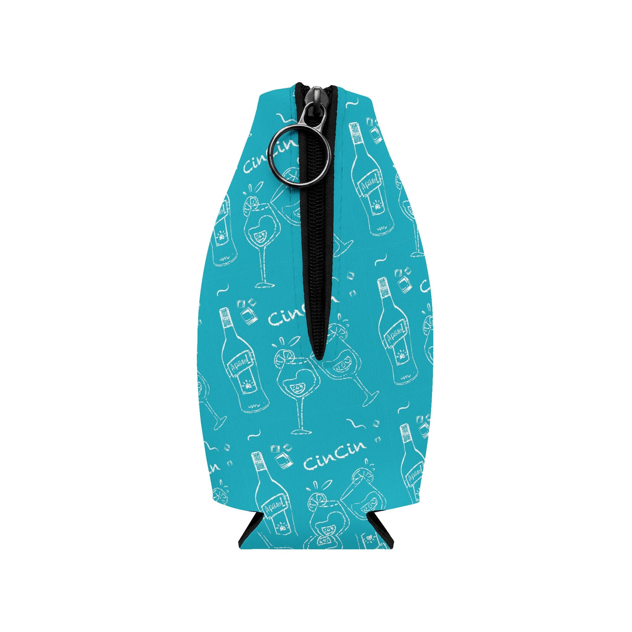 Cin Cin Zip-Up Bottle Cooler Sleeve - Turquoise Cin Cin Brunch Collection Inspired Design