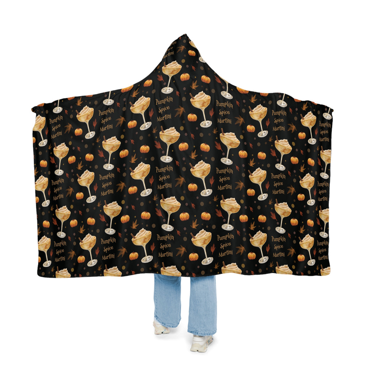 Pumpkin Spice Martini Hooded Throw Blanket — Black Pumpkin Collection Inspired Design