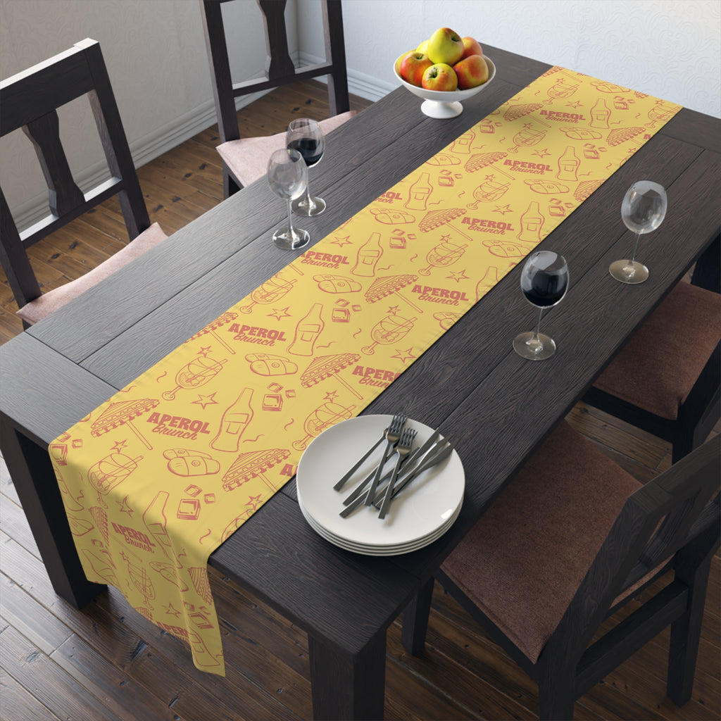 Aperol Brunch Table Runner — Yellow Citrus Summer Decor