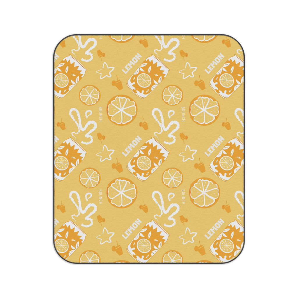 Lemon Fruit Pattern Picnic Blanket — Yellow Aperol Inspired Design