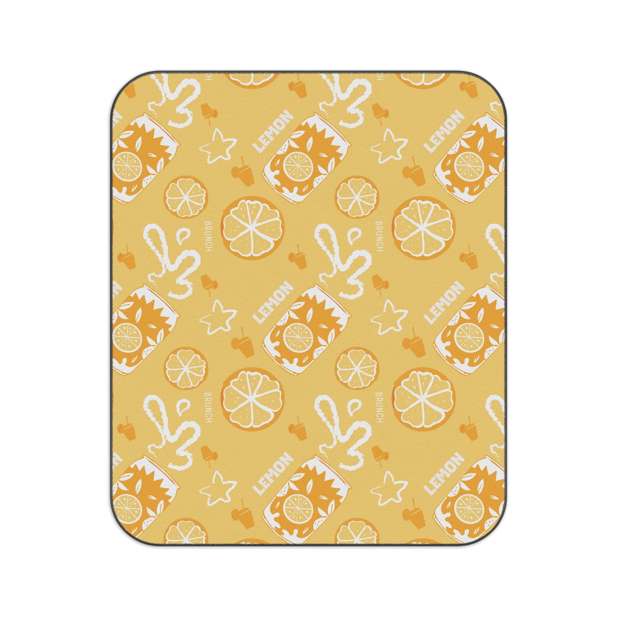 Lemon Fruit Pattern Picnic Blanket — Yellow Aperol Inspired Design