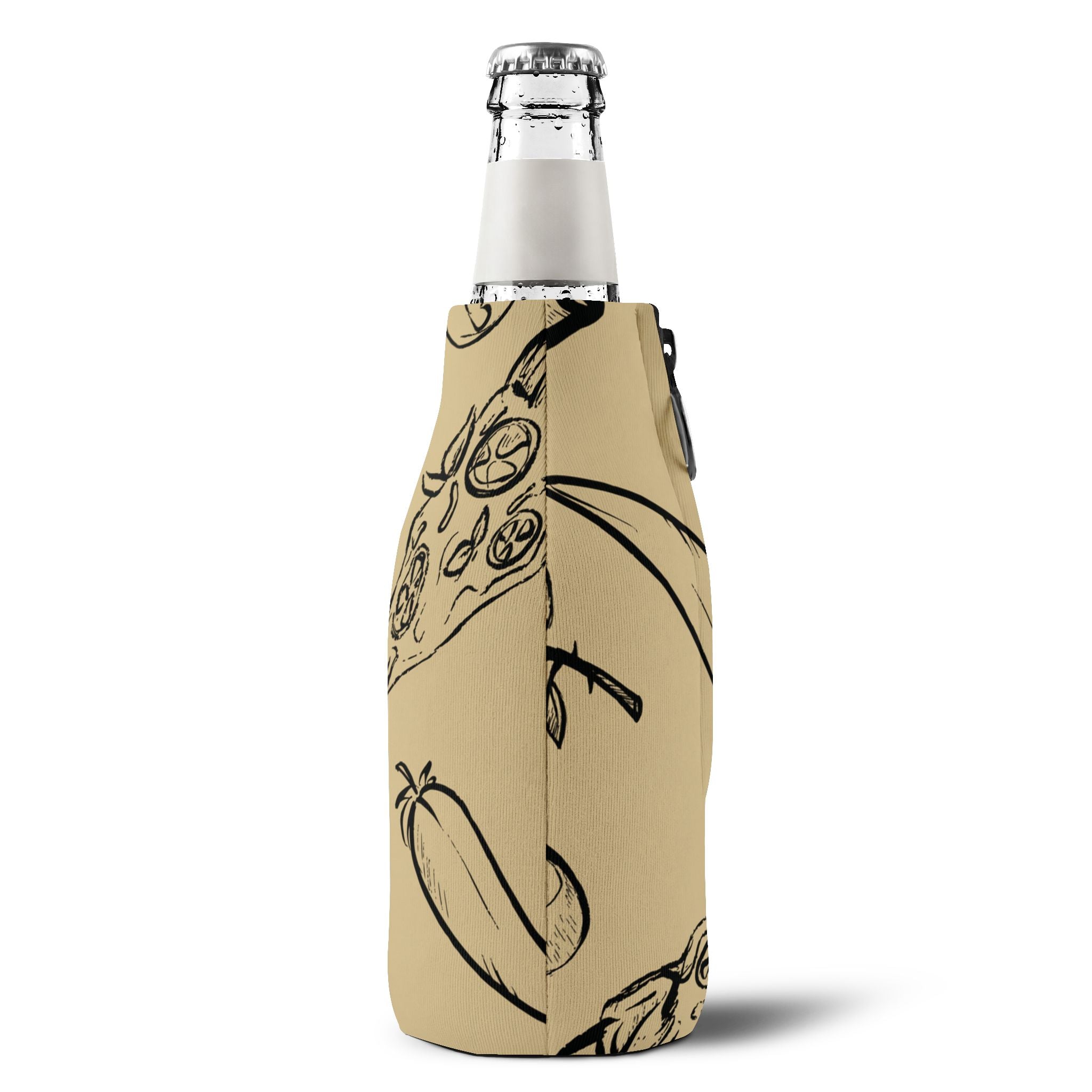 Pizza Pattern Zip-Up Bottle Cooler Sleeve - Italian Vibes Koozie