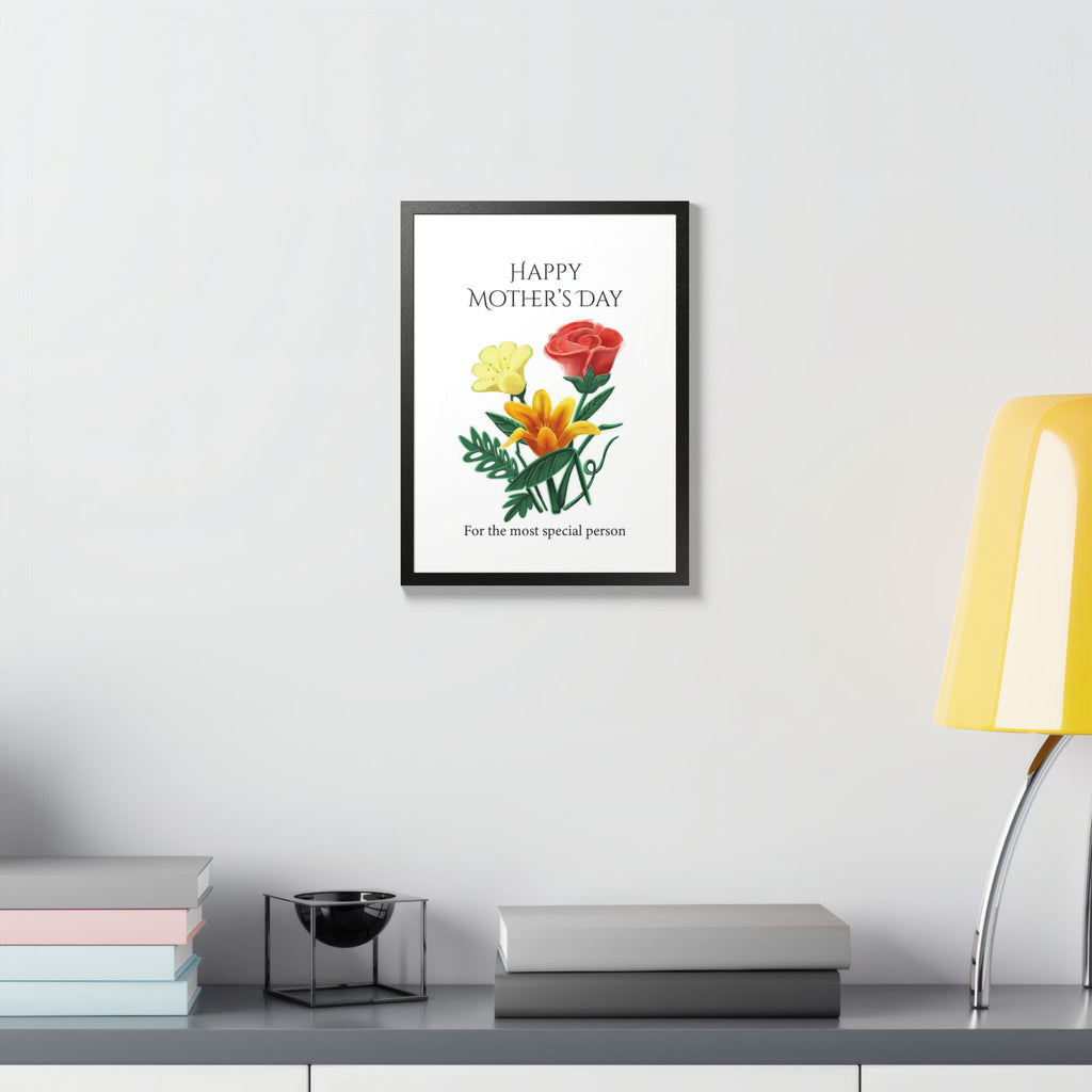 Mother’s Day Framed Floral Poster – Happy Mother’s Day Wall Art for Mom | Floral Gift Decor
