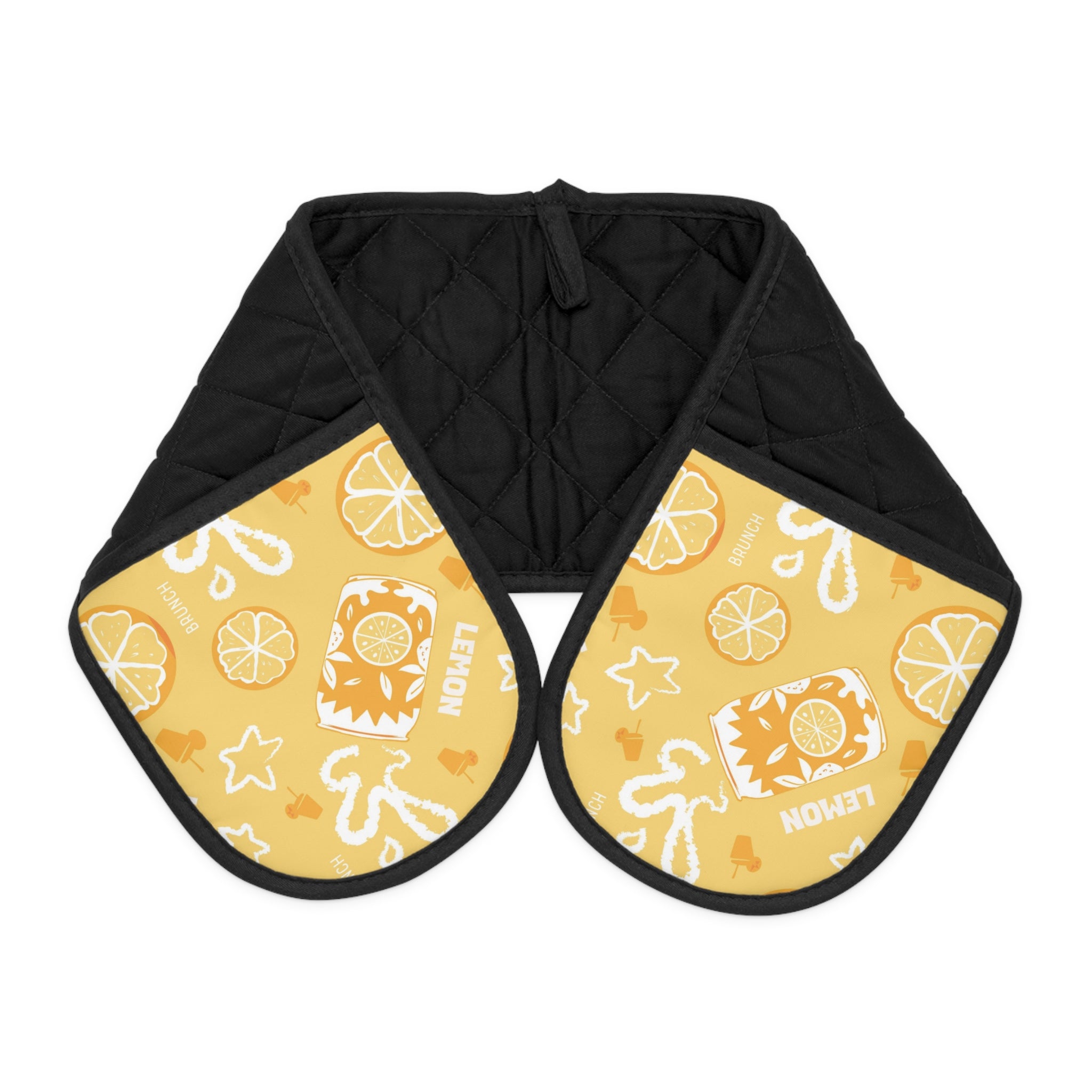 Lemon Brunch Fruit Yellow Oven Mitt Set - Yellow Aperol Inspired Design