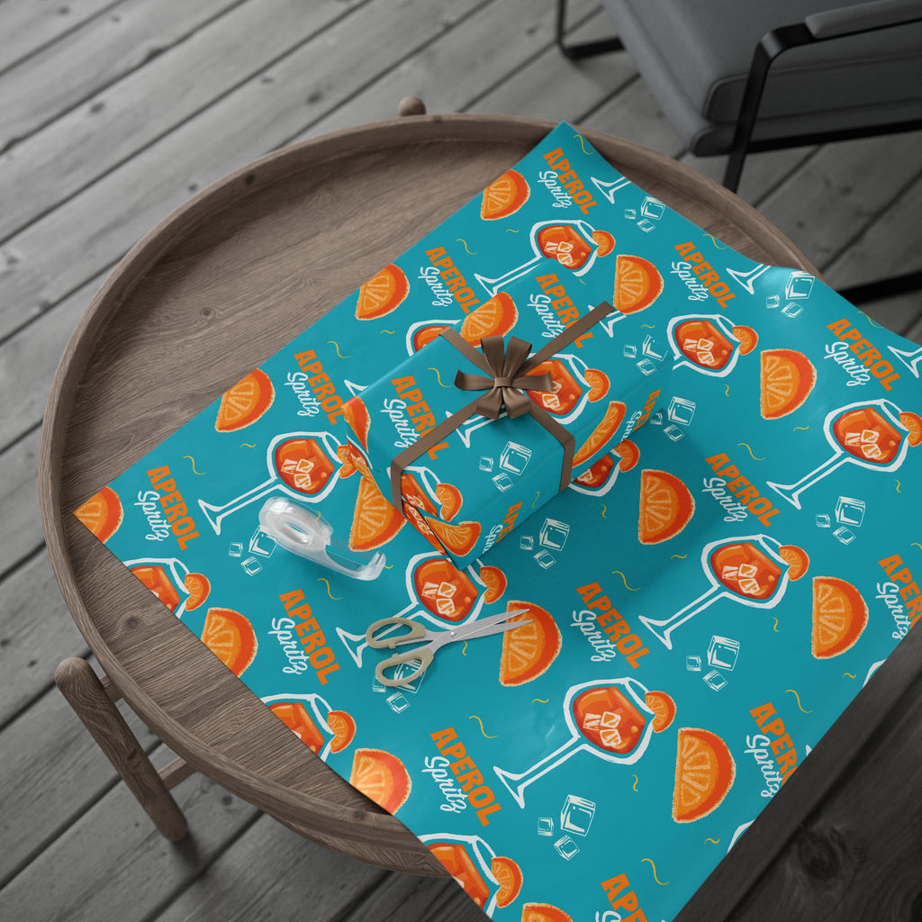 Aperol Spritz Peel Wrapping Paper Roll — Turquoise Spritz Collection Inspired Design