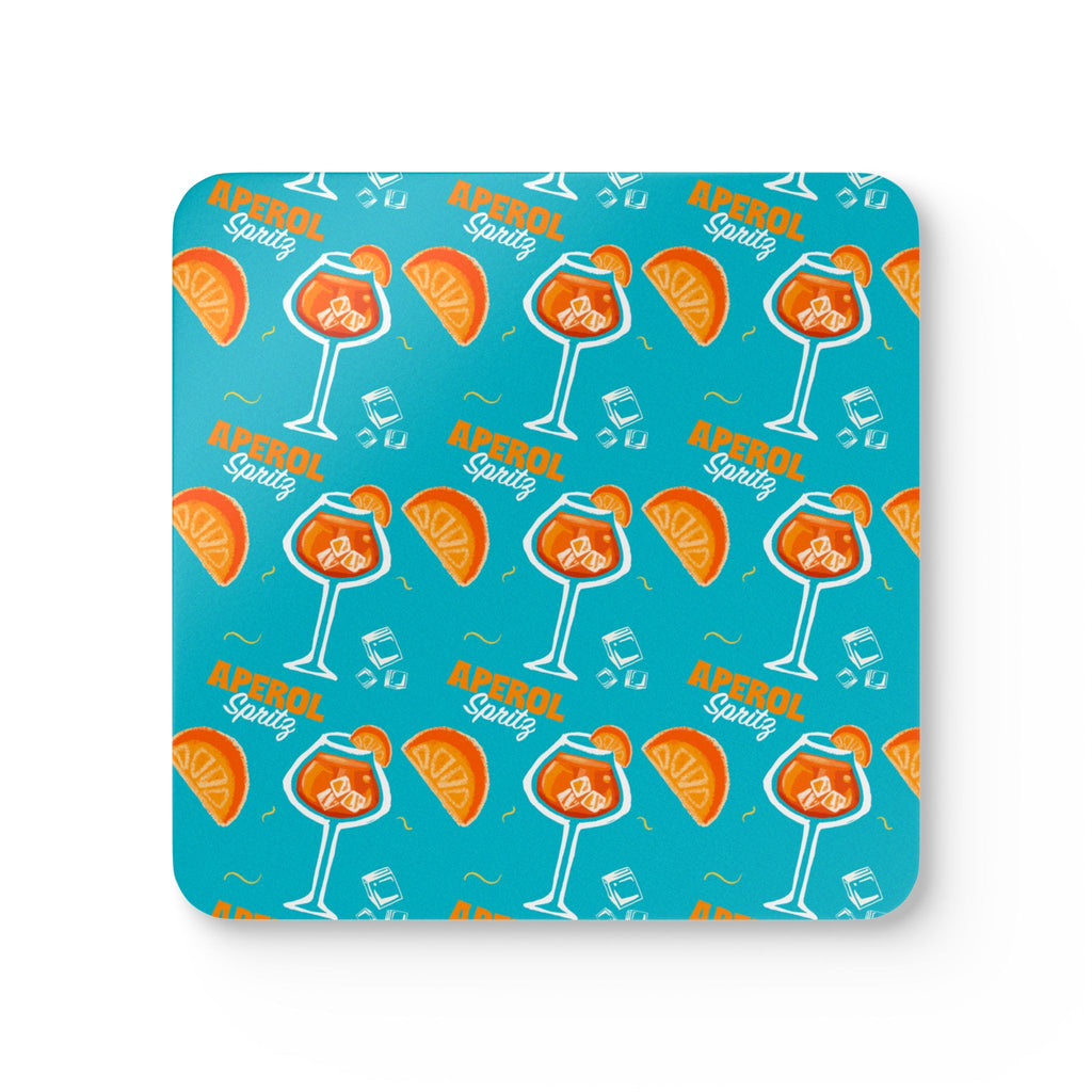 Aperol Spritz Corkwood Coaster Set (4-Pack) – Turquoise Spritz Collection Inspired Design