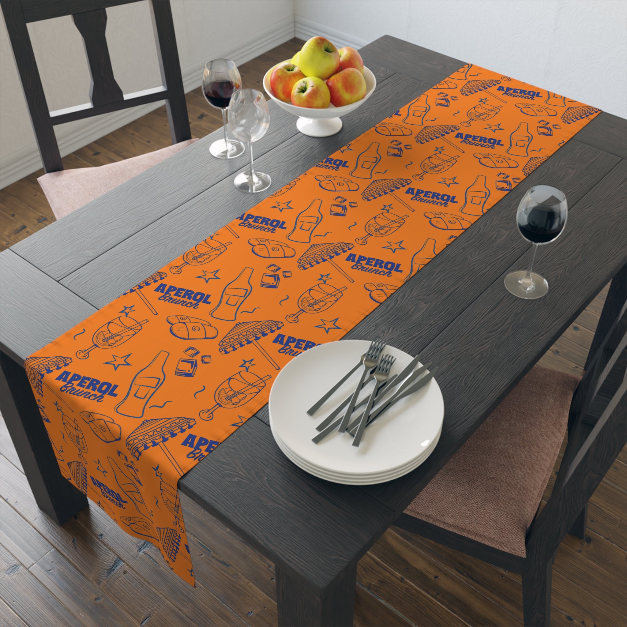 Aperol Brunch Table Runner — Orange Citrus Summer Decor