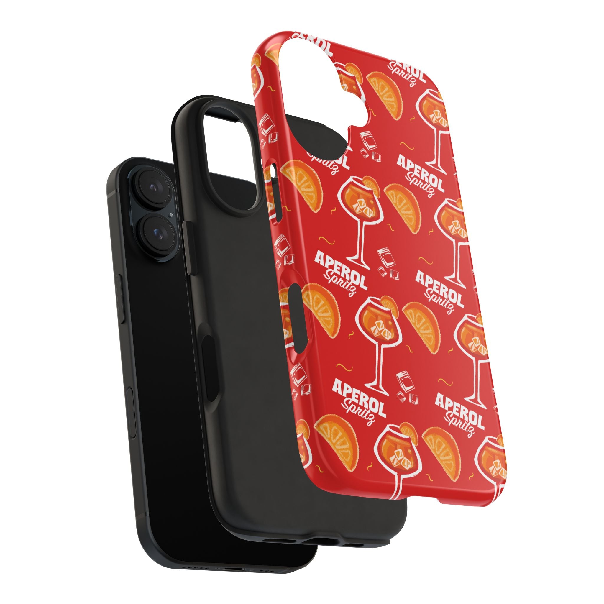 Aperol Spritz Tough Phone Case — Red Cocktail Pattern Protective Cover